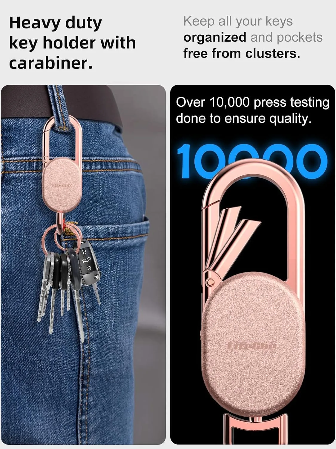 Find My Key Finder, Stainless Steel Keychain, Rechargeable Tracker