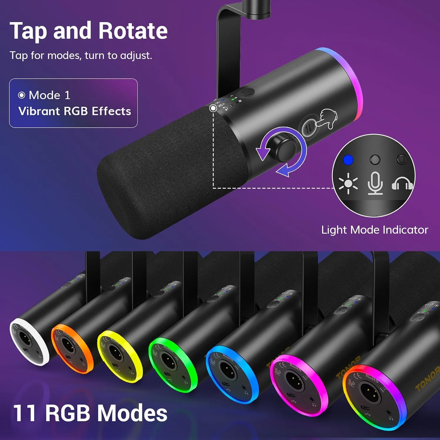 TONOR Dynamic Gaming Microphone XLR/USB Mic with AI Noise Cancellation