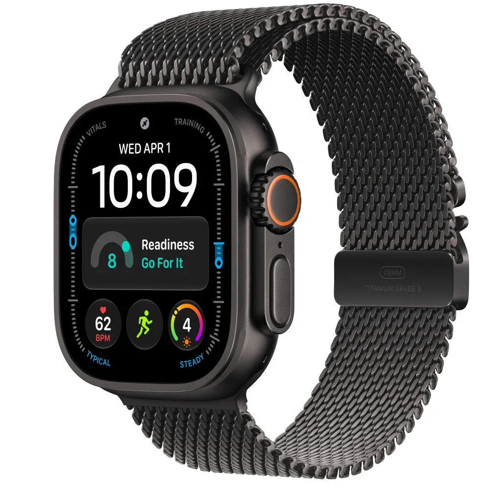 Apple Watch Ultra 4 GPS + Cellular 49mm Black Titanium (2026) | Ocean Alpine Trail Milanese - Ocean Band Gris Translúcido - Milanese Loop Titanio Negro