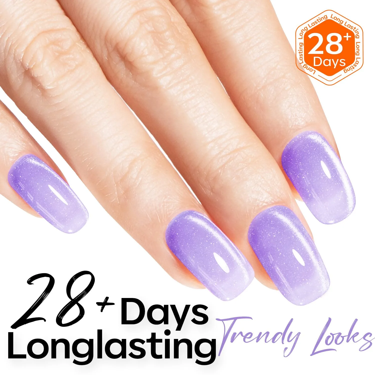 modelones Cat Eye Gel Nail Polish,Glitter Purple Gel Polish