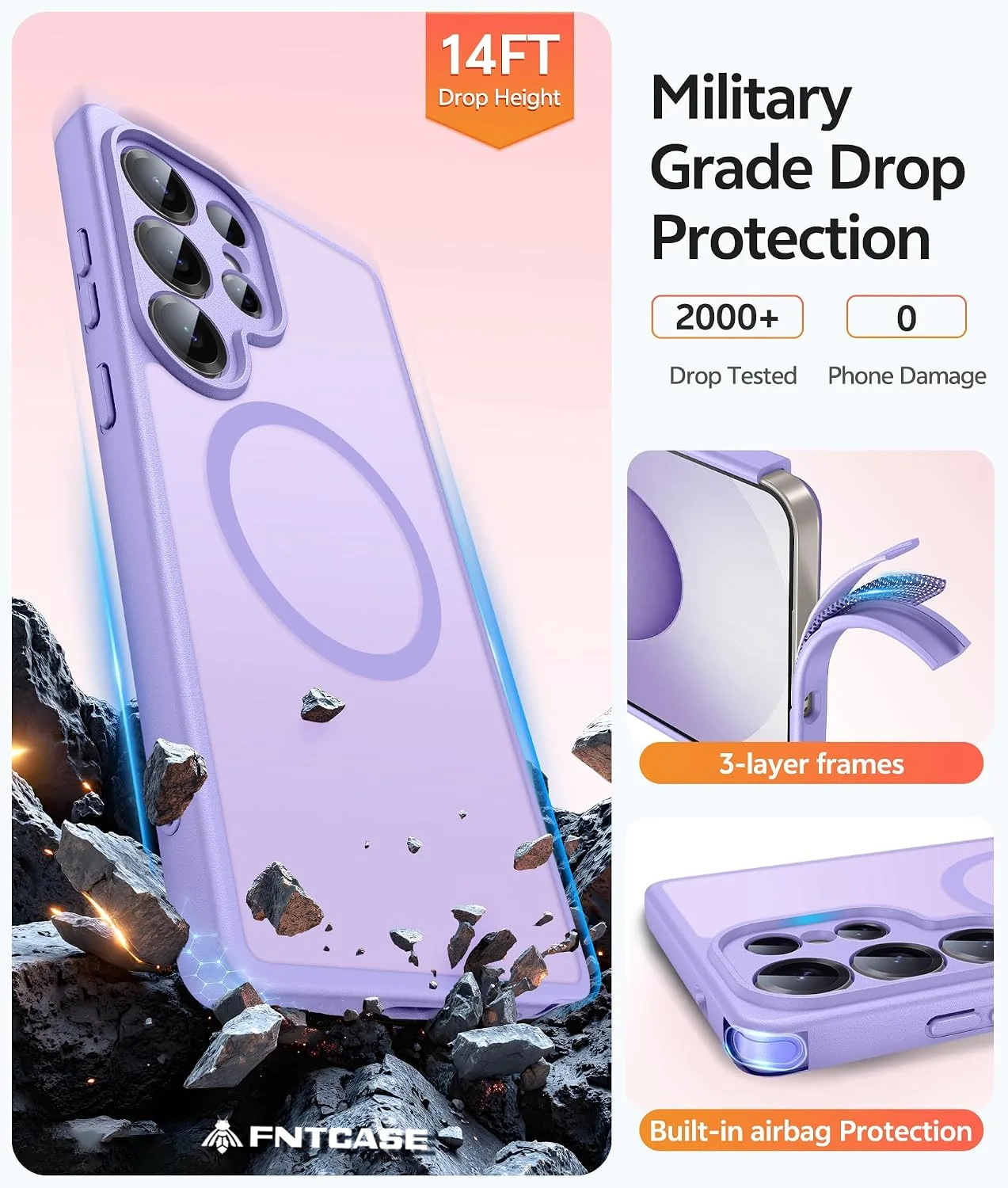 FNTCASE for Samsung Galaxy S25 Ultra Case, Fit for Magsafe, Light Purple