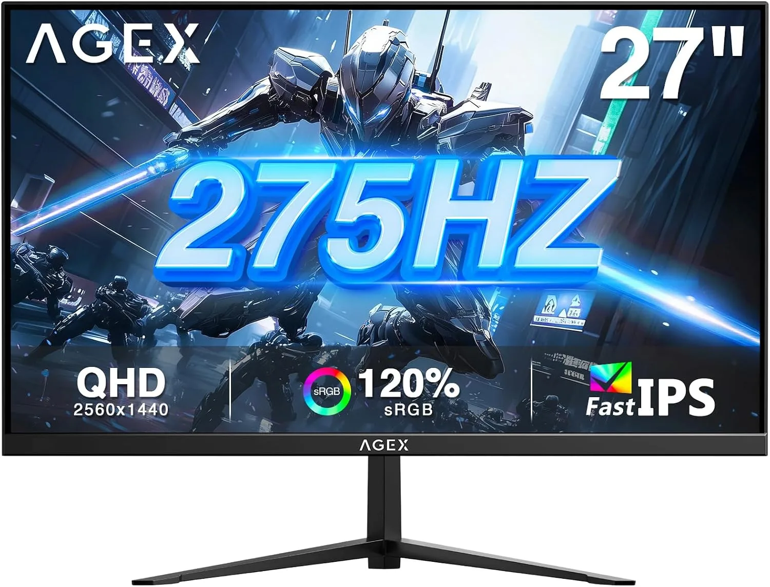 Monitor para gaming X AGEX 27 pulgadas QHD 275Hz Fast IPS Adaptive Sync negro
