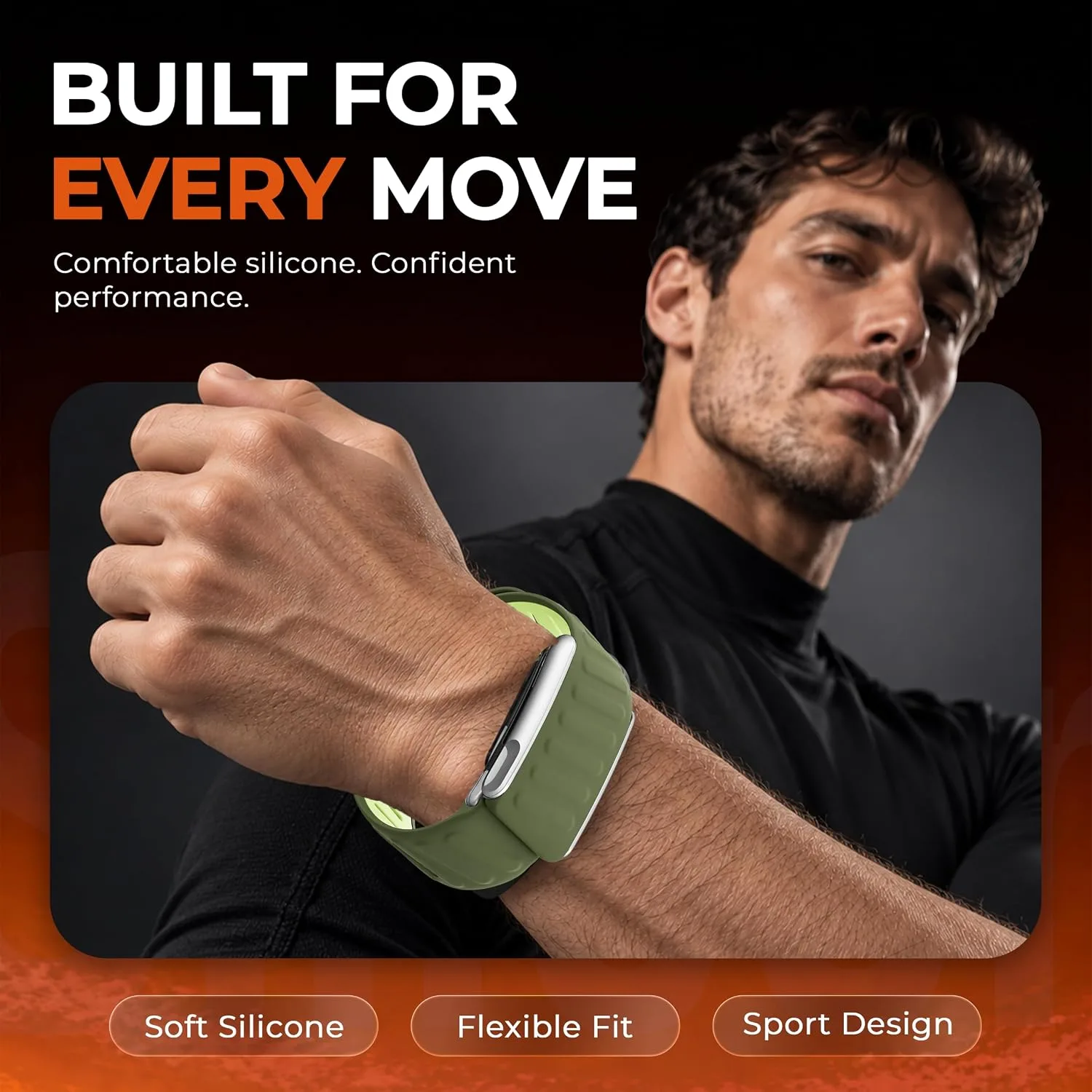 DADO Silicone Sport Replacement Band Compatible with WHOOP 5.0, One, Peak, and Life Fitness Tracker – Breathable, Durable & Comfortable | Not for Whoop Gen 4