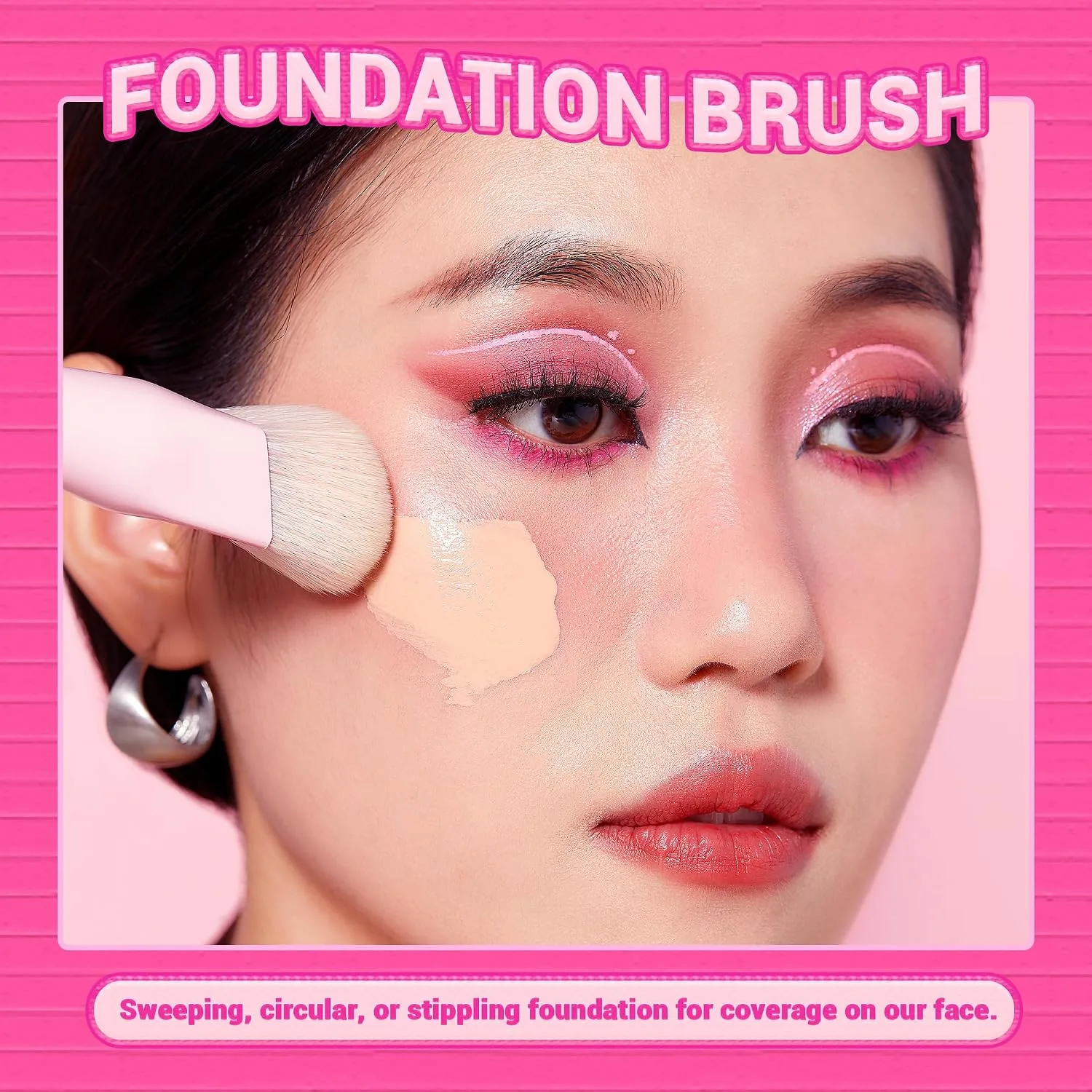 Jessup Foundation Brush for Liquid Makeup & Concealer Brush, Pink T497
