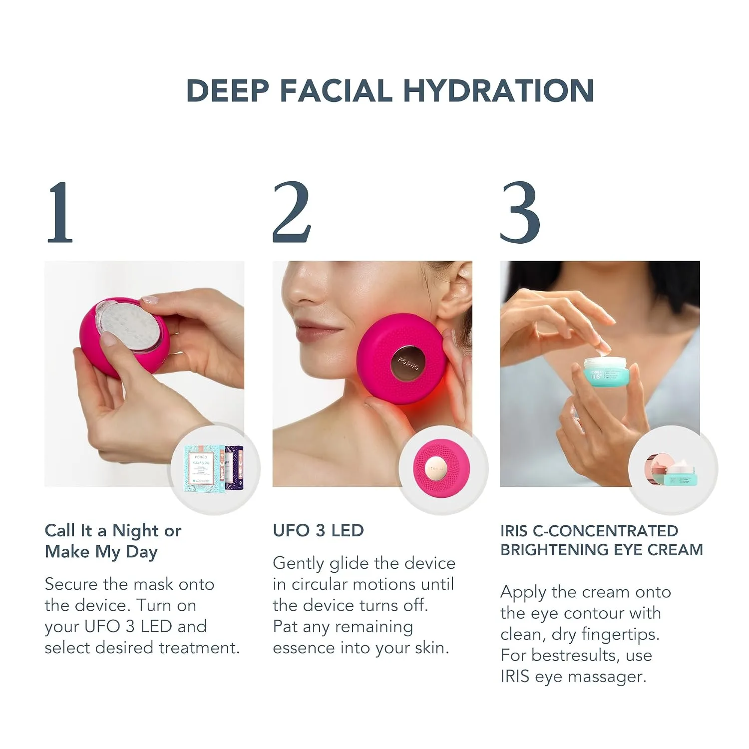FOREO UFO 3 LED Face Mask Device + 14 Masks + IRIS Brightening Eye Cream
