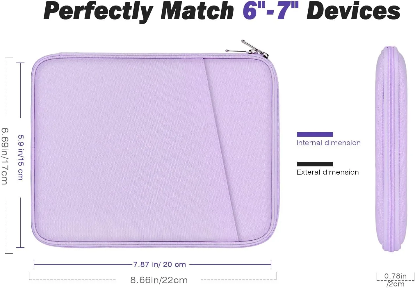 MoKo 6-7" eReader Sleeve Bag for 7" ereader Colorsoft Signature Edition, All-New 6" ereader 11th Gen 2022/10th Gen 2019/8th Gen 2016, 6.8" ereader Paperwhite 11th/10th Gen 2021/2018, Lilac