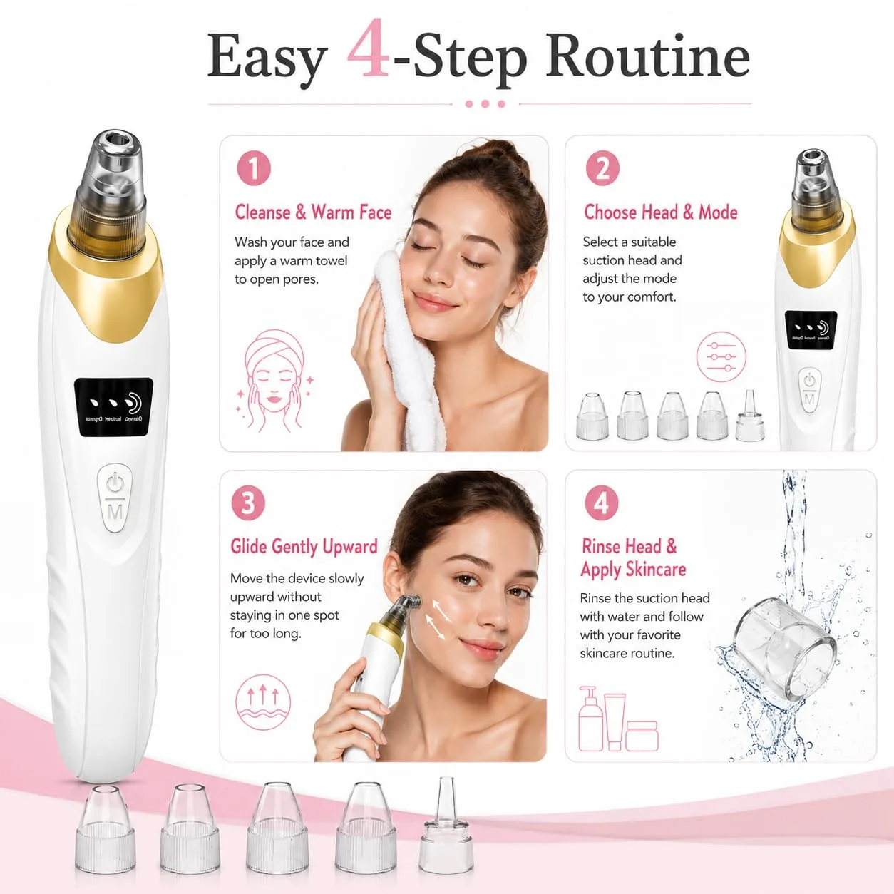 2026 Pore Vacuum, USB Rechargeable Blackhead Remover Vacuum -Gold