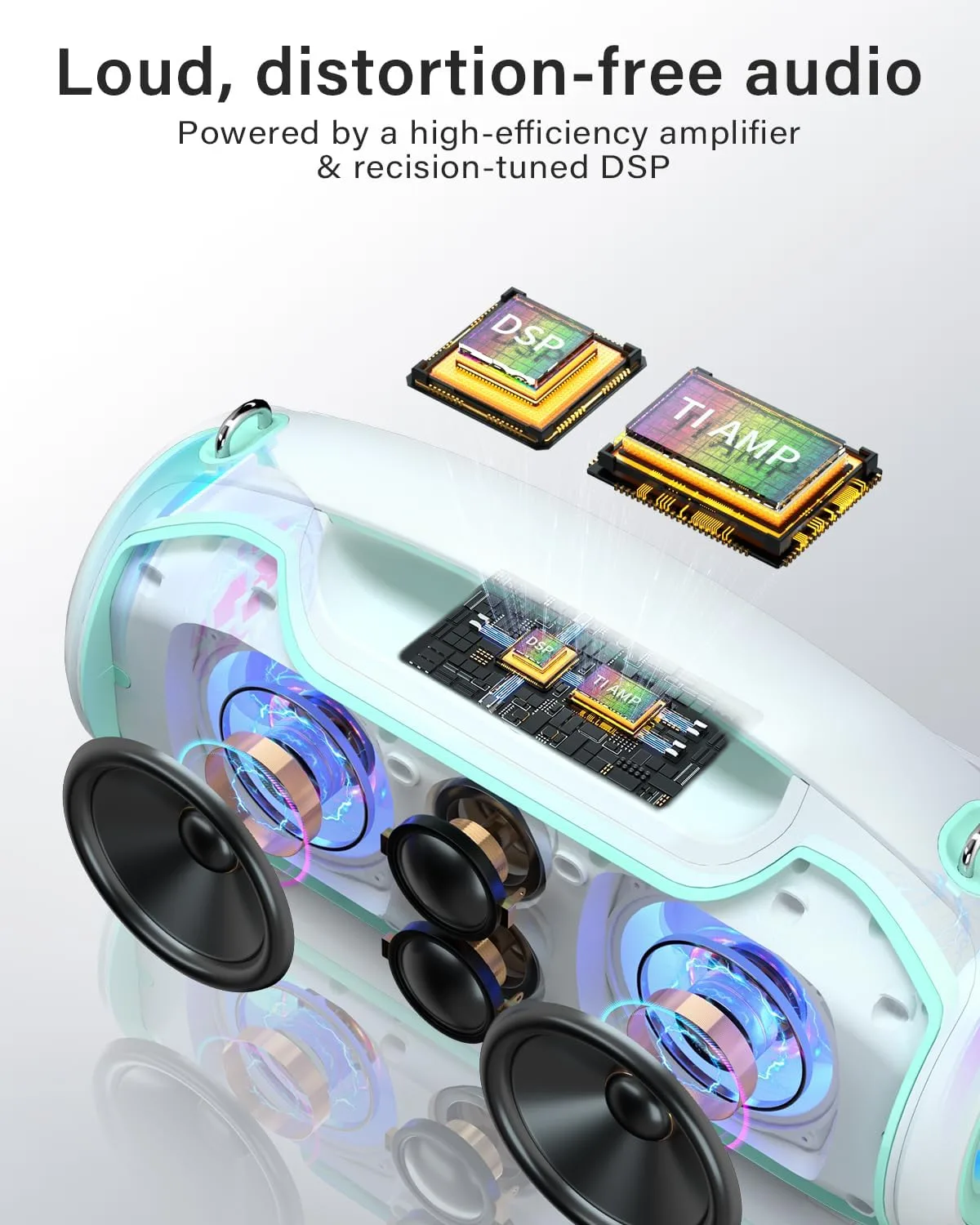 Bluetooth Speaker, 200W Peak Portable Speakers Wireless w/Bass Boost