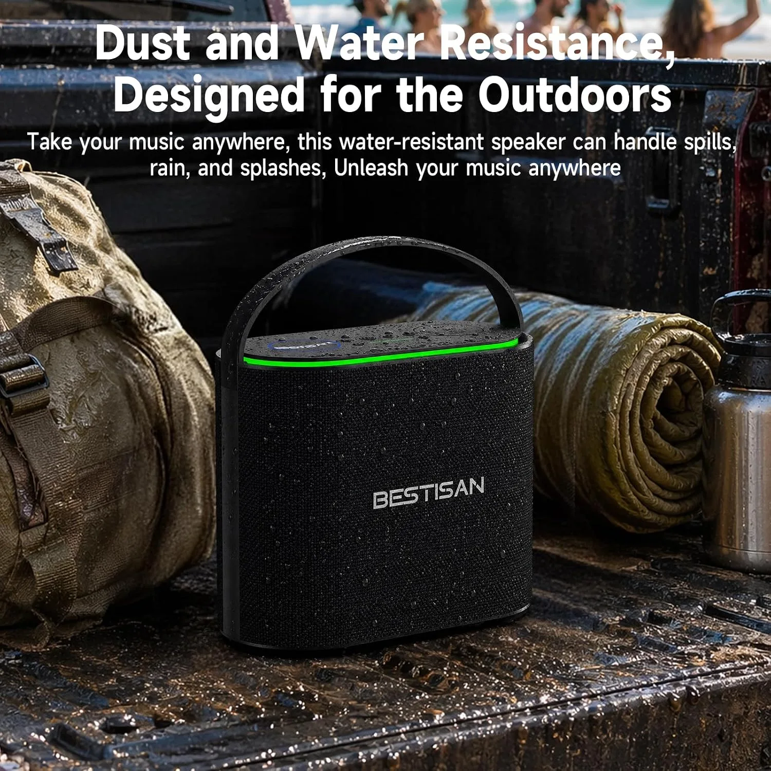 BESTISAN Bluetooth Speaker, 2.1CH 90W Stereo Sound, Built-in 50W Subwoofer, Upgraded 7 RGB Lights, TWS, 15H Play Portable Speaker, Deep Bass, Hands-Free Calling for Party, Camping, Travel, Garage