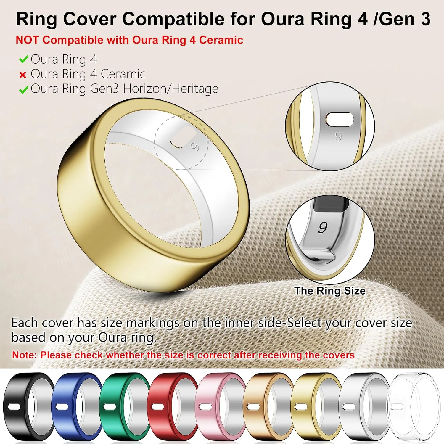Cover Compatible for Oura Ring 4/Gen 3 Heritage/Horizon,Scratch Resistant
