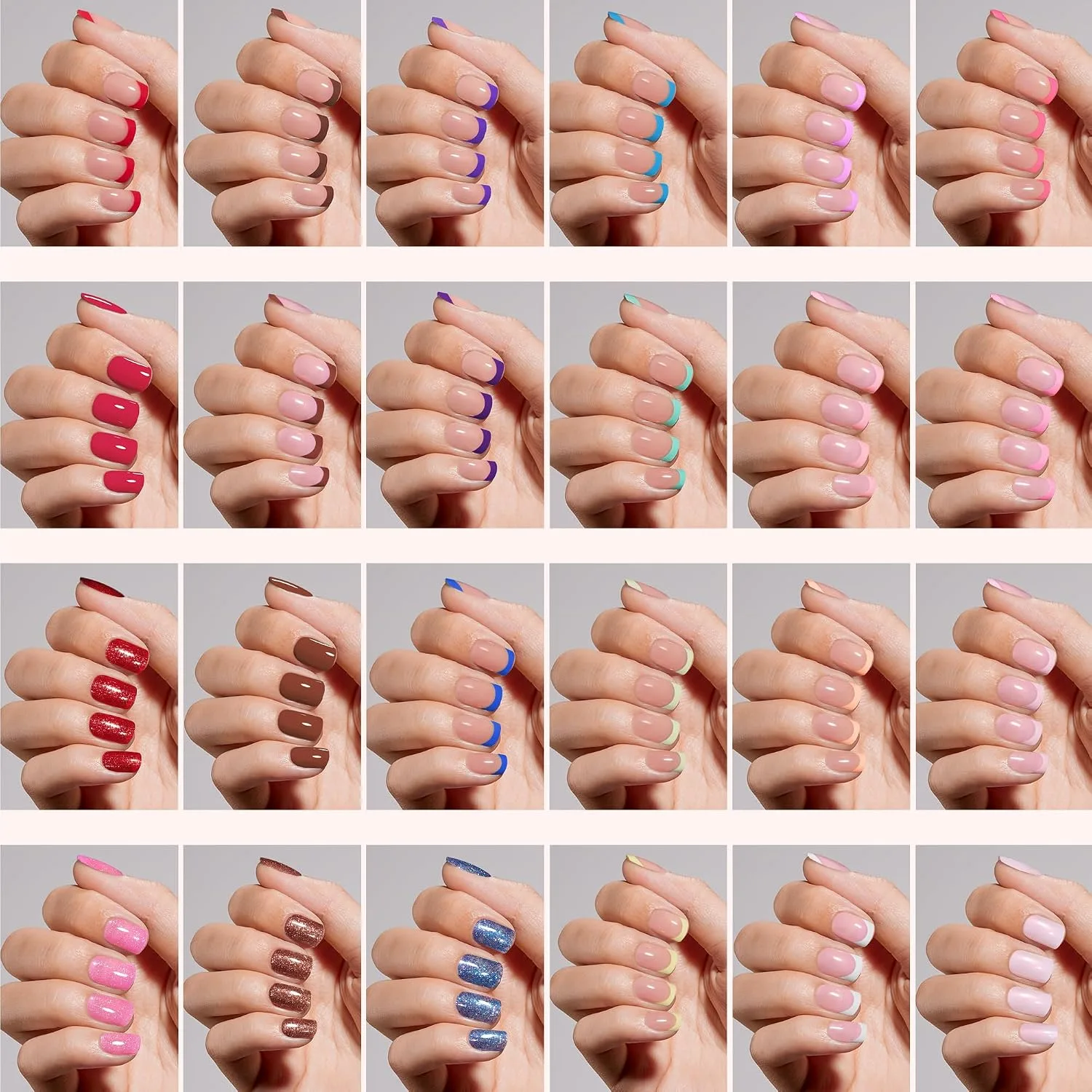Beetles Press On Nails Kit - Candy Mix, 720Pcs 24 Colors Short Square