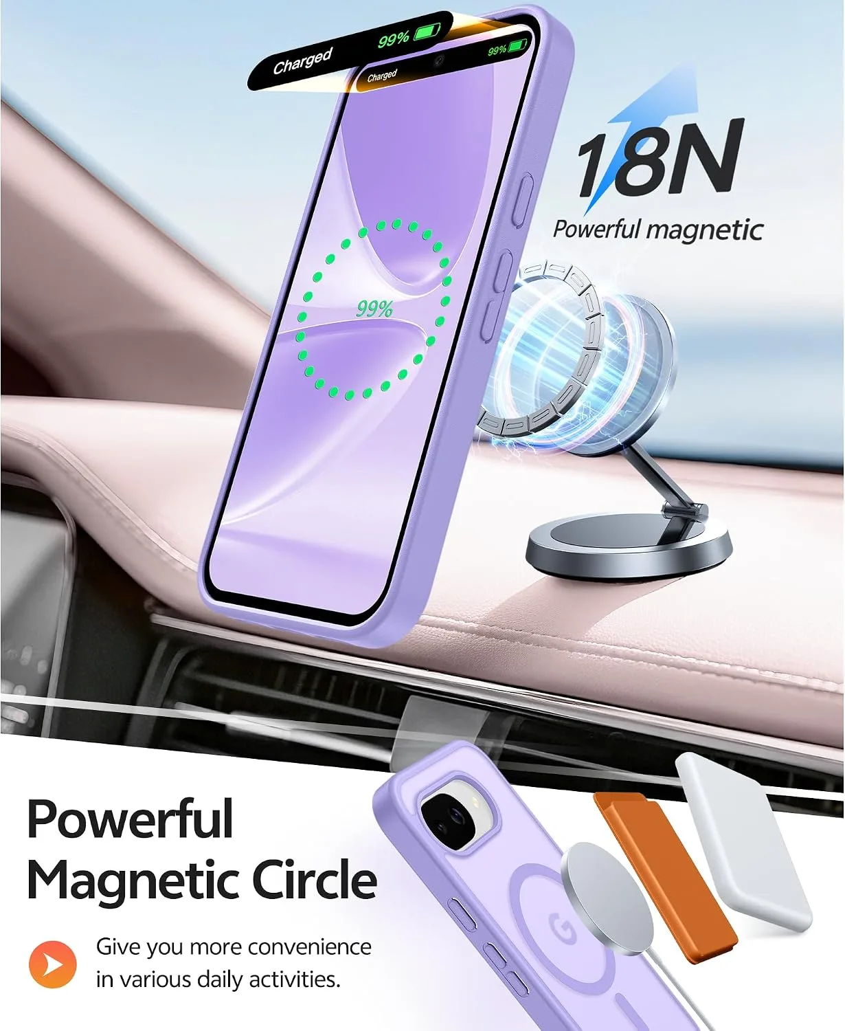 FNTCASE for Google Pixel 10a Case, Fit for Magsafe, Light Purple