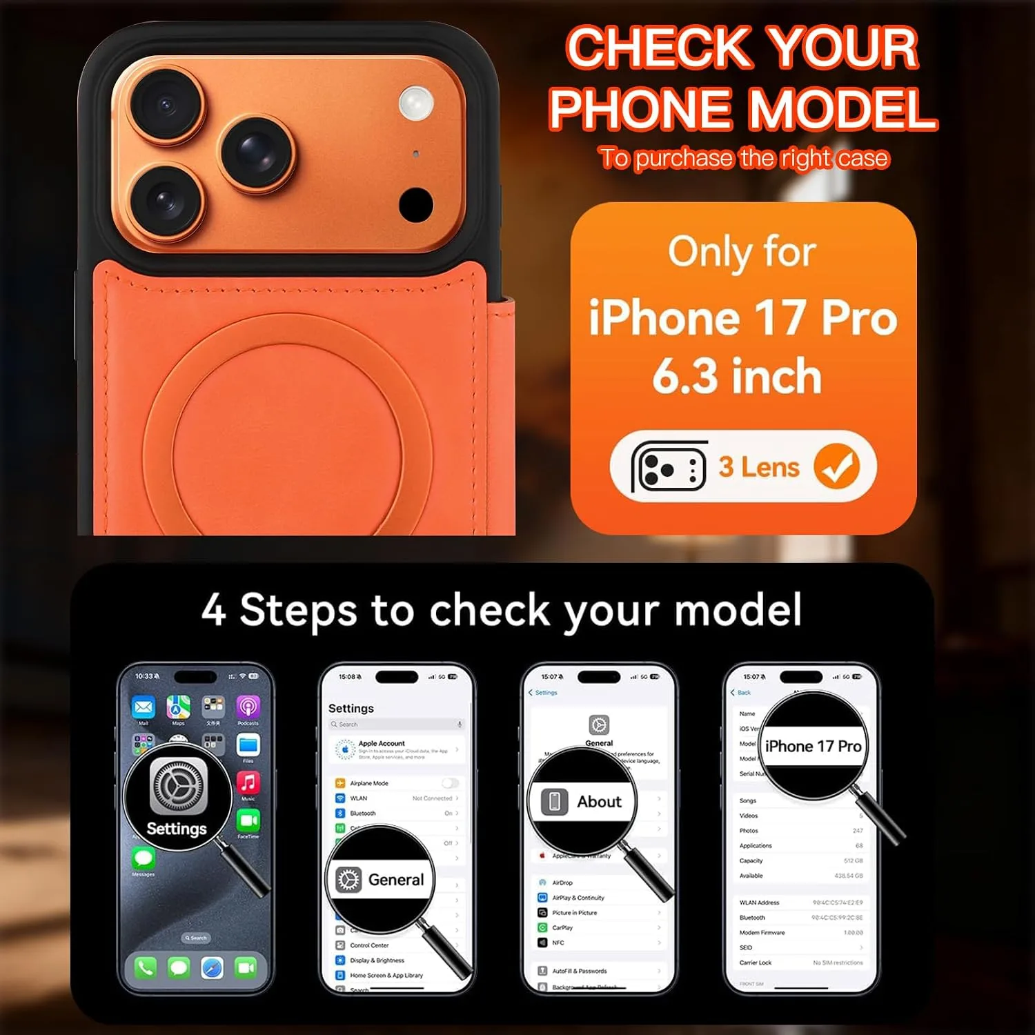 Wallet Phone Case Crafted for iPhone 17 Pro Orange
