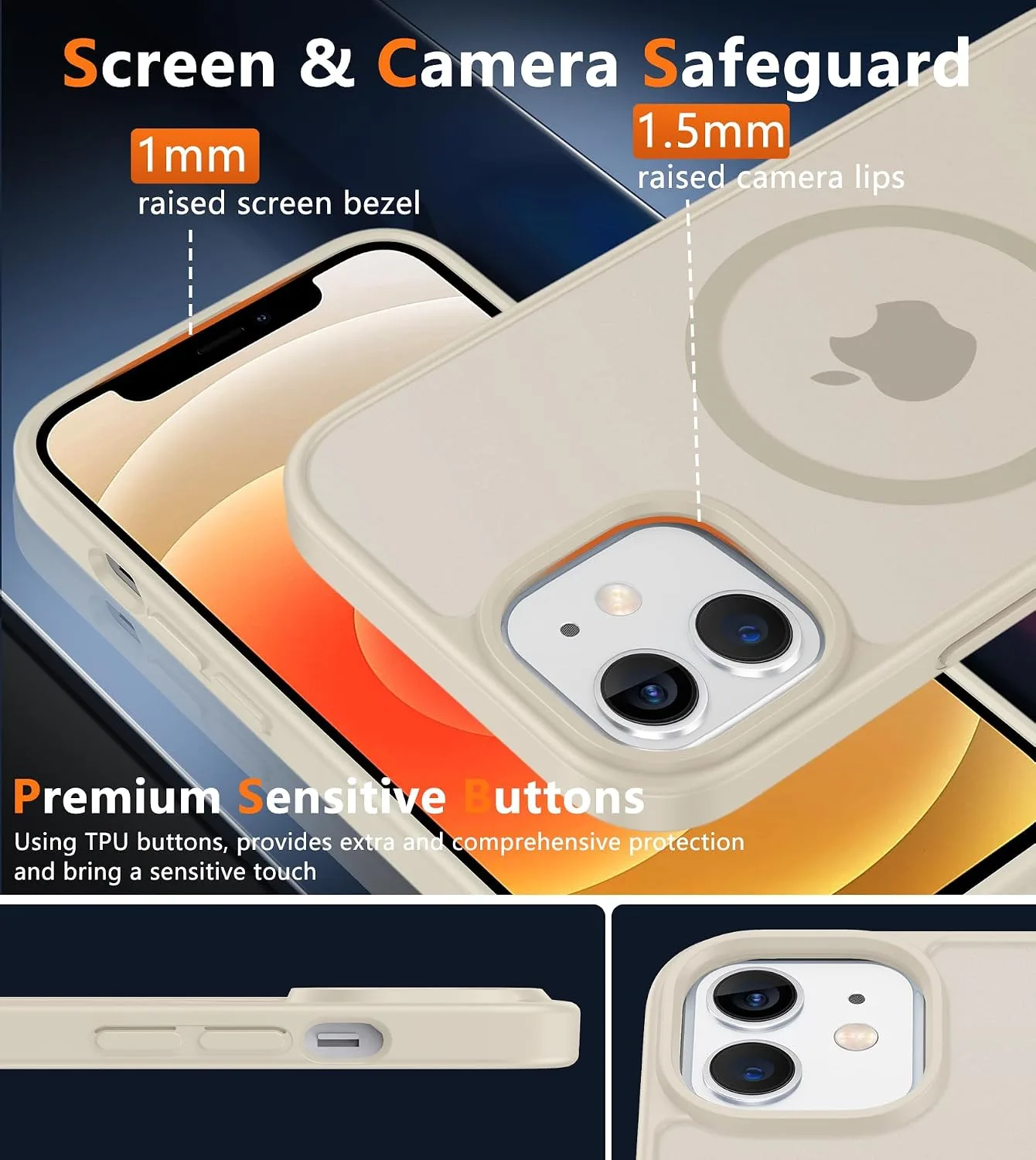 FNTCASE for iPhone 12 / iPhone 12 Pro Case Fit for MagSafe Off White