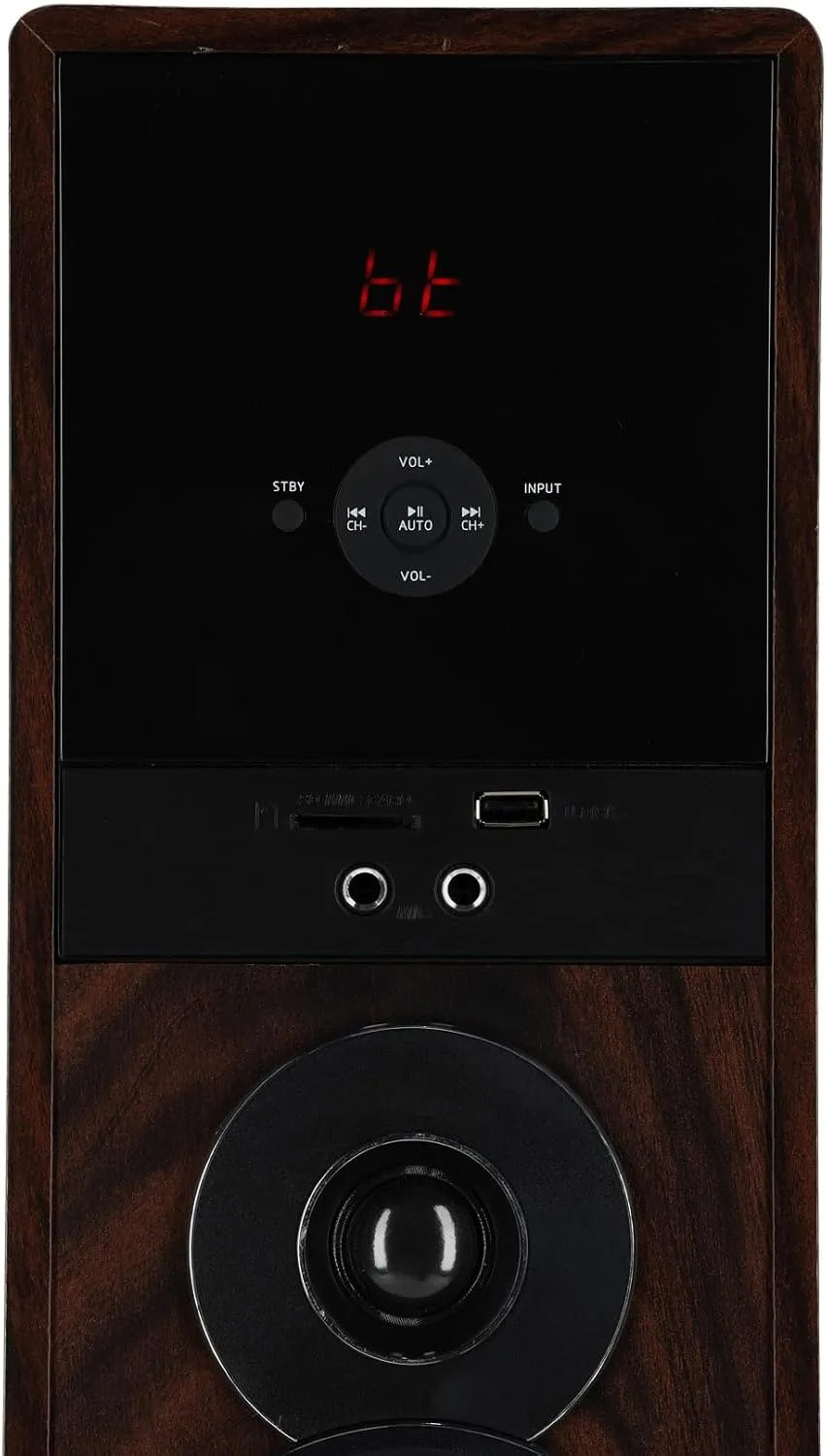 Rockville TM150D Dark Wood Powered Home Theater Tower Speakers, 10" Subs