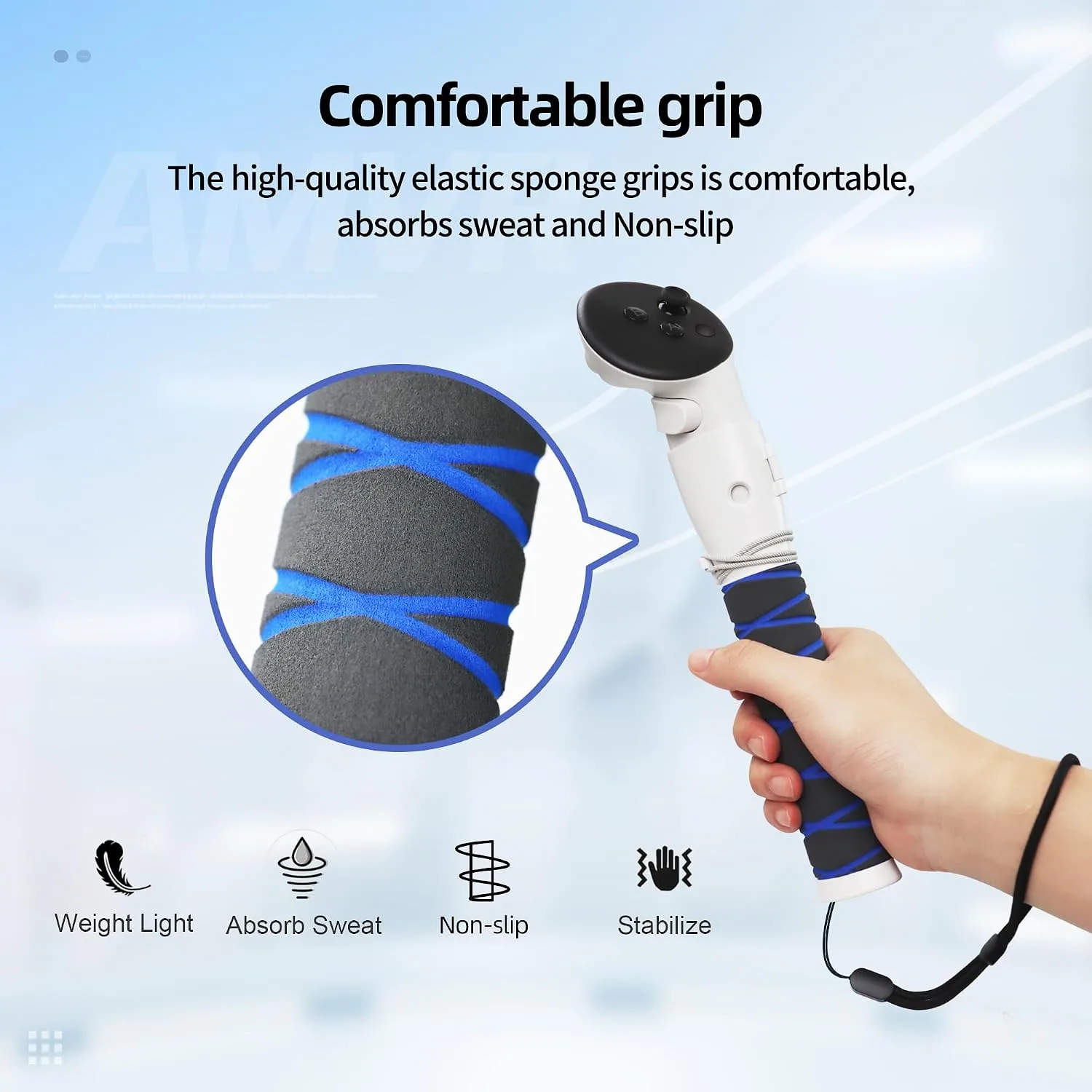 AMVR Handle Attachments Compatible with Meta/Oculus Quest 3/Quest 3S Controller Accessories, Controller Extension Grips for VR Game Gorilla Tag Long Arms Sticks,Beat Saber Handle