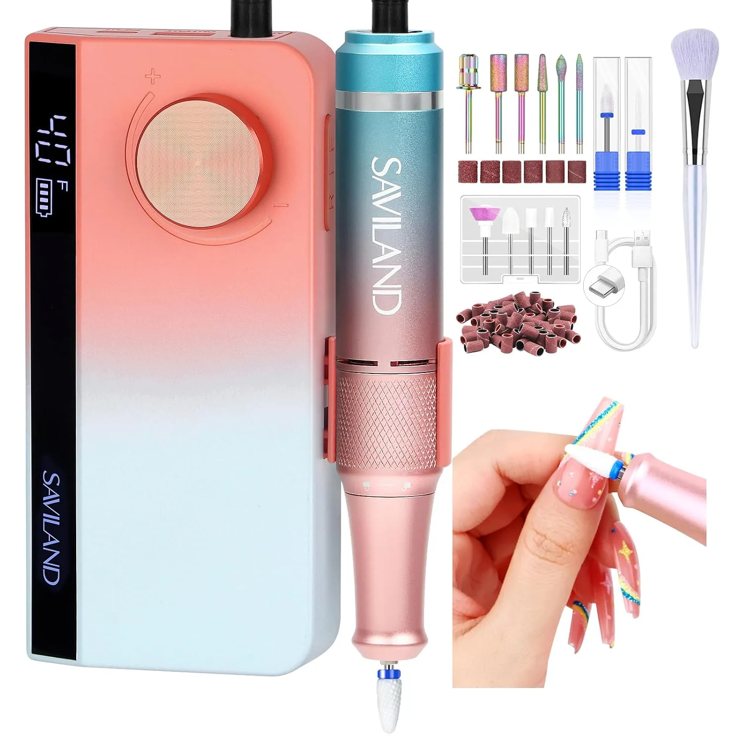 SAVILAND 40000 RPM Low Noise Electric Nail Drill for Acrylic Gel Polish
