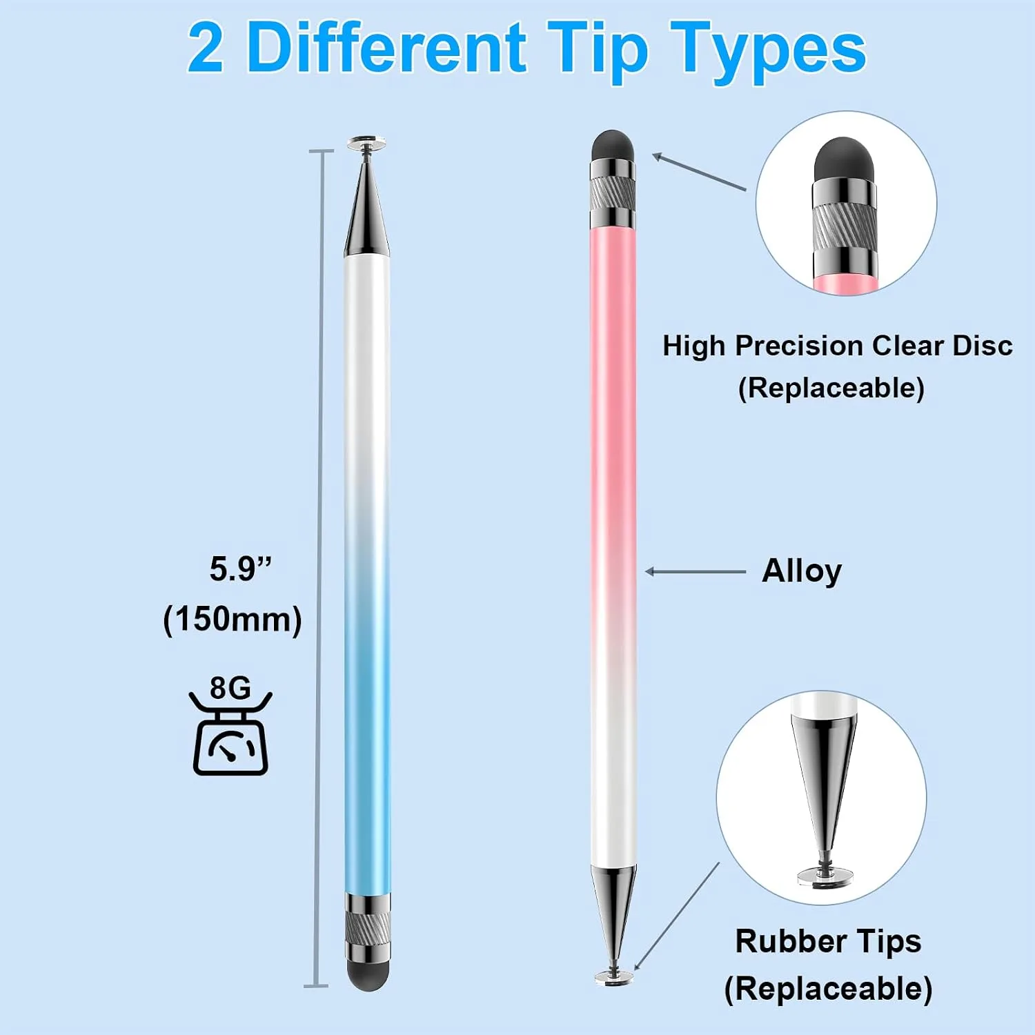 Bopomofo Stylus(5 Pcs),2-in-1 Stylus Pen for Touchscreen,Capacitive Stylus