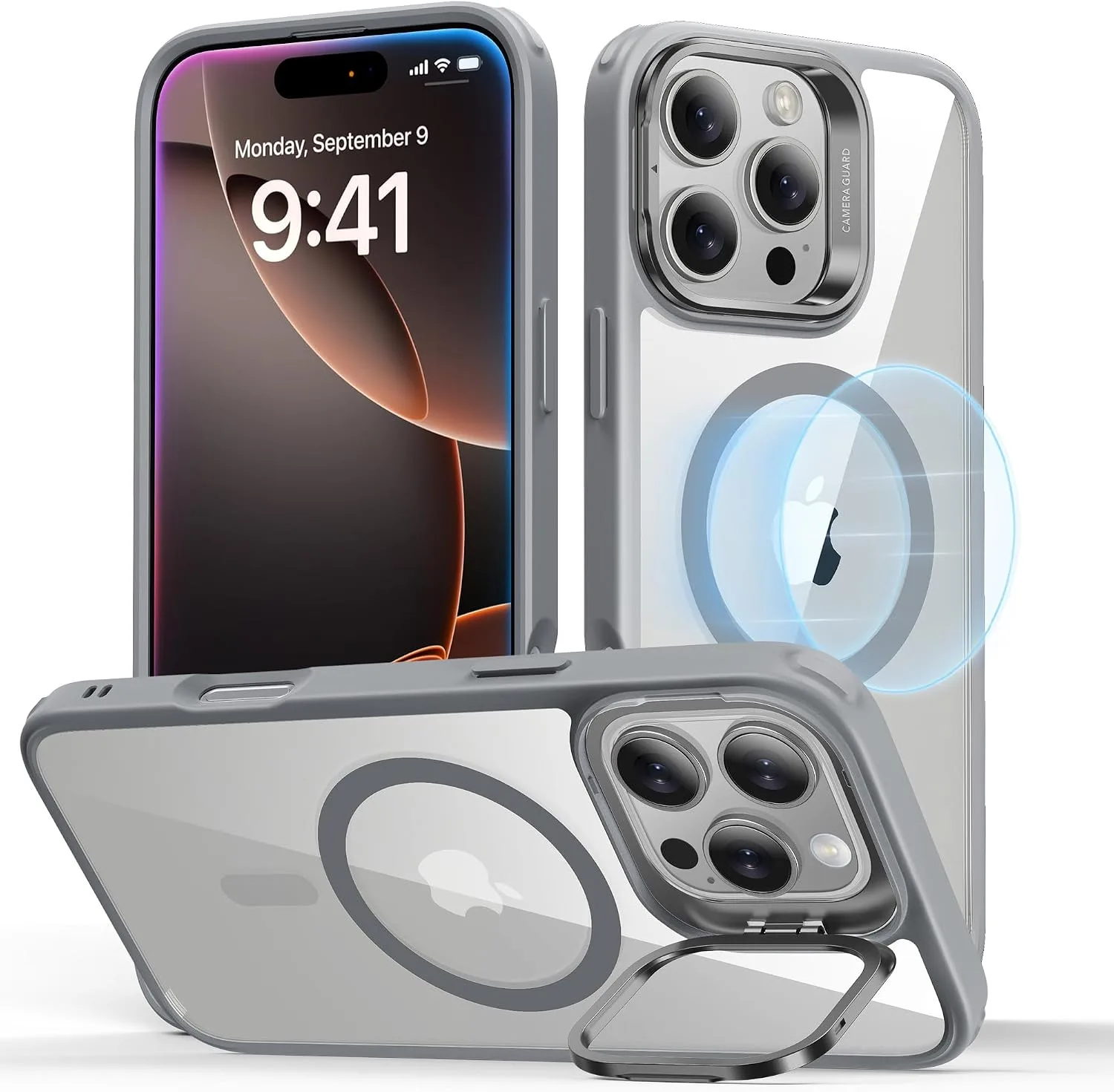 ESR for iPhone 16 Pro Max Case with Stand, for MagSafe, Clear Grey