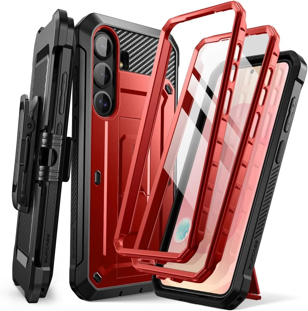 SUPCASE for Samsung Galaxy S25 Case with Stand & Screen Protector, Red