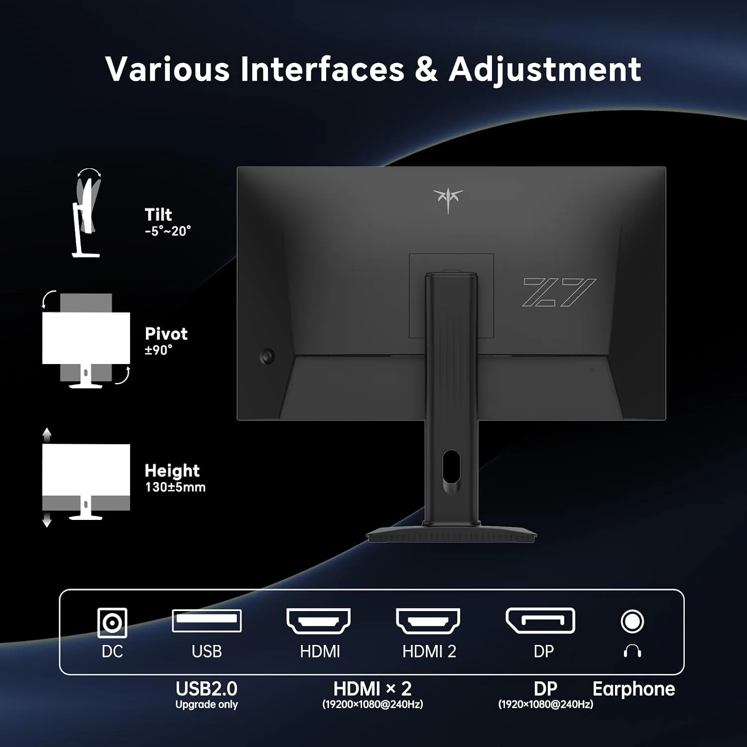 KTC 27 Inch 240Hz Gaming Monitor, FHD 1080p Fast IPS, Adaptive Sync, H27F7