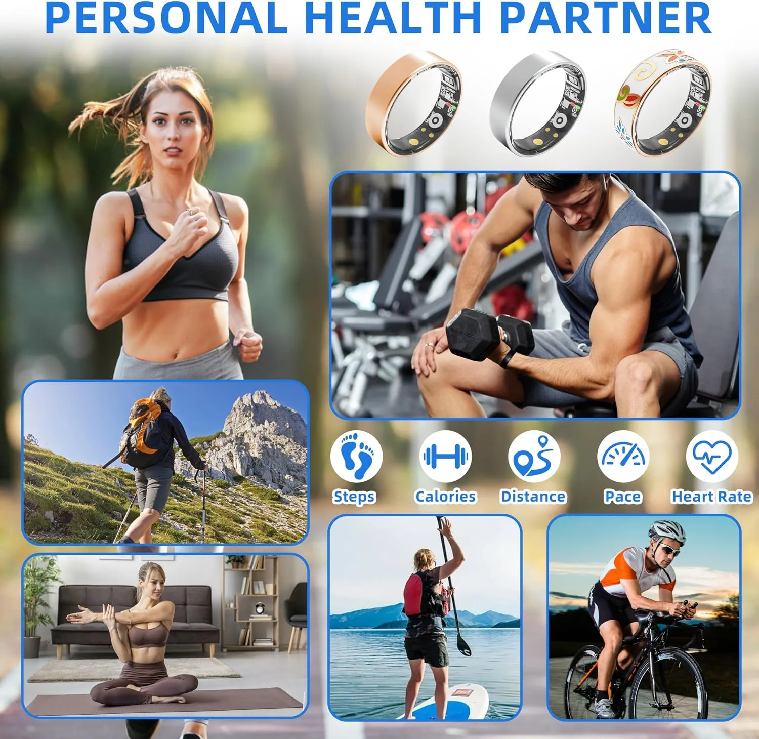 Smart Ring | No Subscription Health Tracker Enamel Color Size8