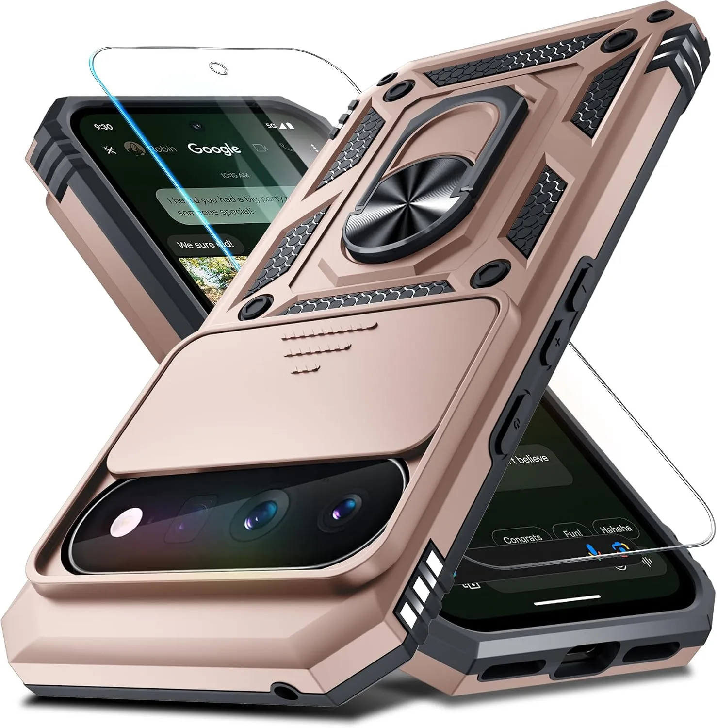 for Google Pixel 11/11 Pro Case Built in Slide Camera Cover,Rose Gold