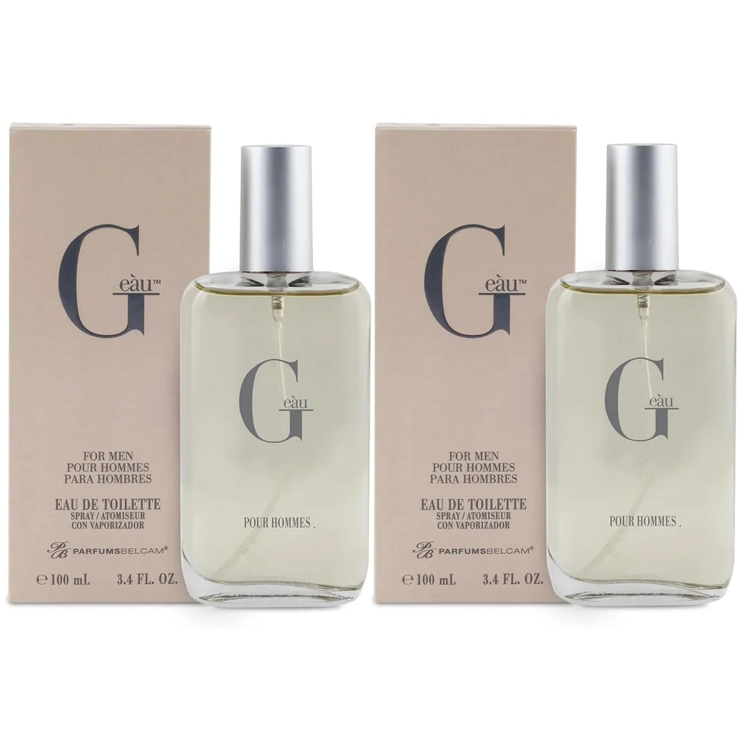 Belcam Beauty G Eau de Toilette Cologne for Men, 3.4 Fl Oz, Pack of 2