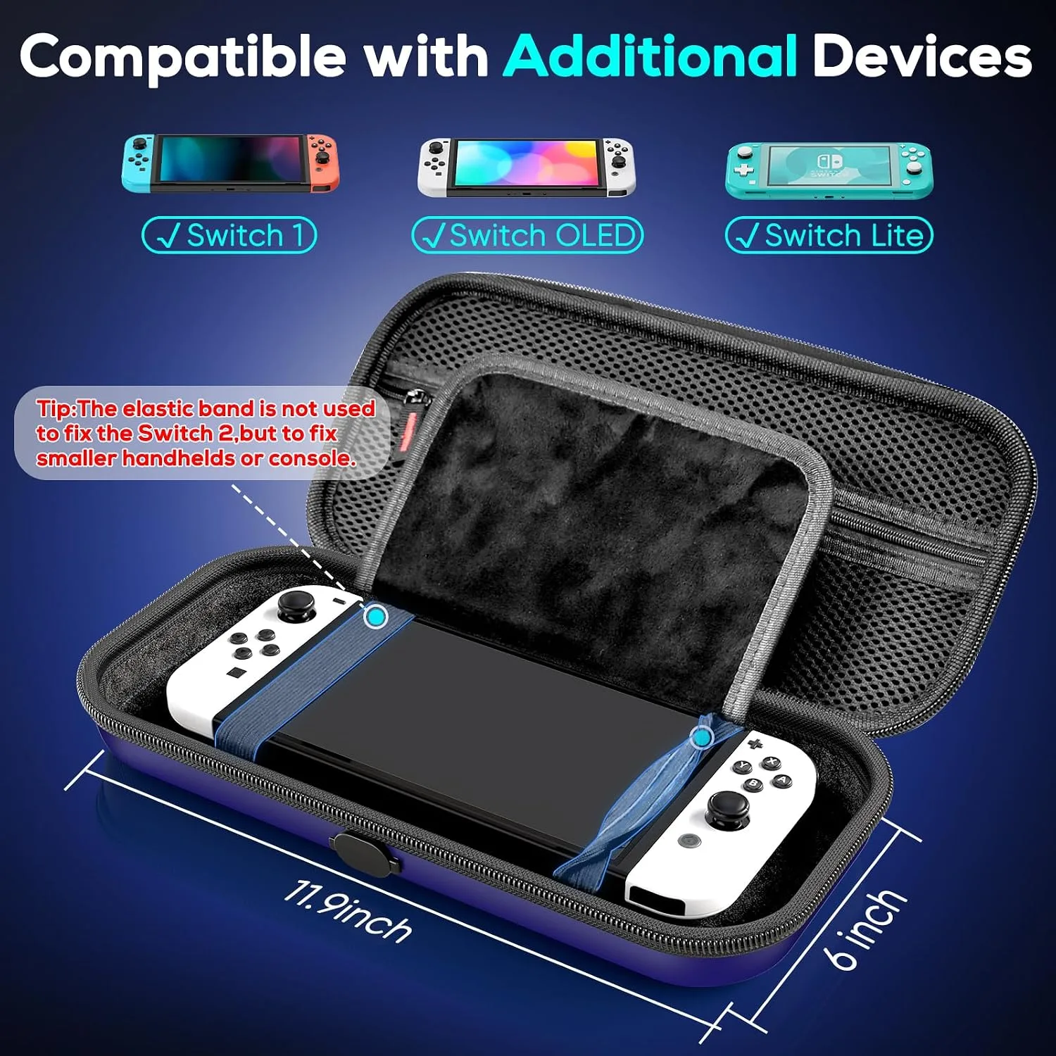 Auarte [Charge Inside Carrying Case for Switch 2 Console (2025)/OLED-Blue