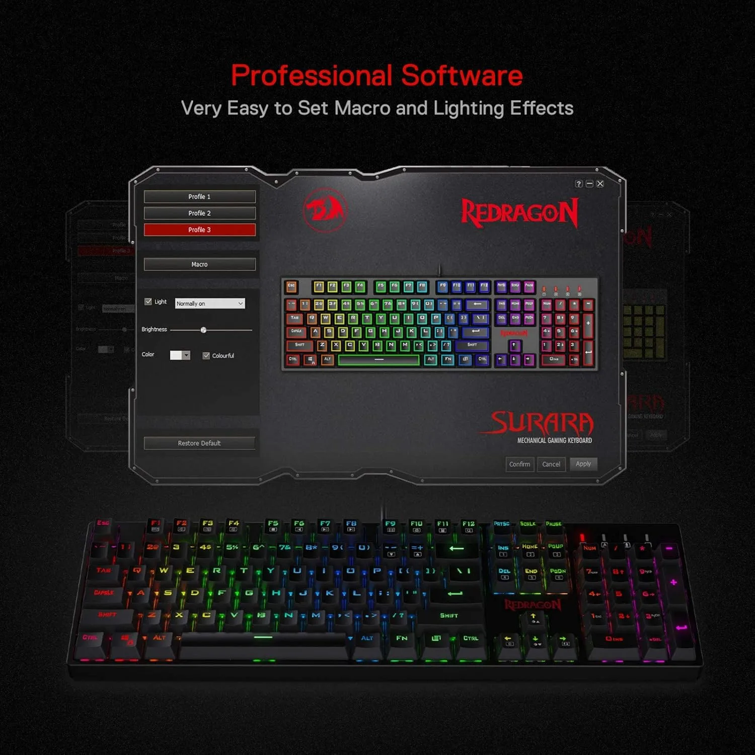 Redragon K582 Wired RGB Mechanical Gaming Keyboard, 104-Key Standard Layout
