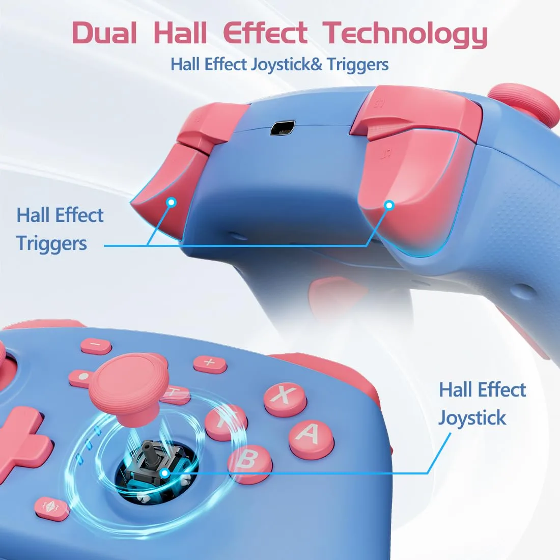 Wireless Switch Controller for Switch/Switch 2/OLED/Lite/PC(Blue+Lake Blue)