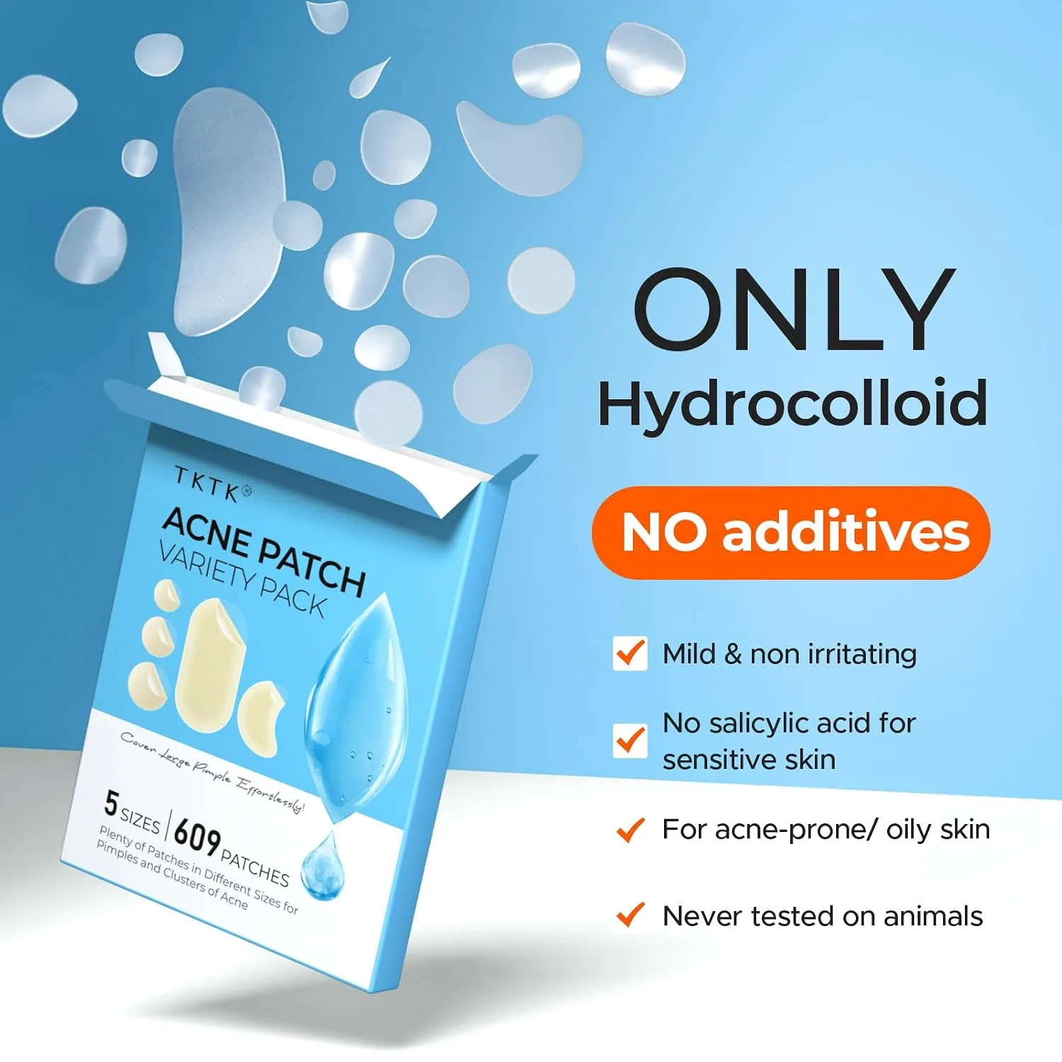 TKTK 609 Count Pimple Patches for Face, Hydrocolloid Acne Cover Patch Bulk