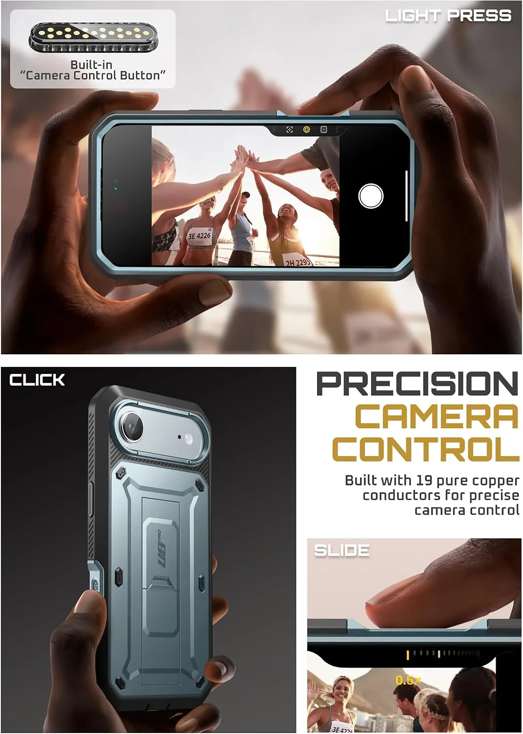 SUPCASE for iPhone Air Case with Kickstand & Screen Protector, Arctic