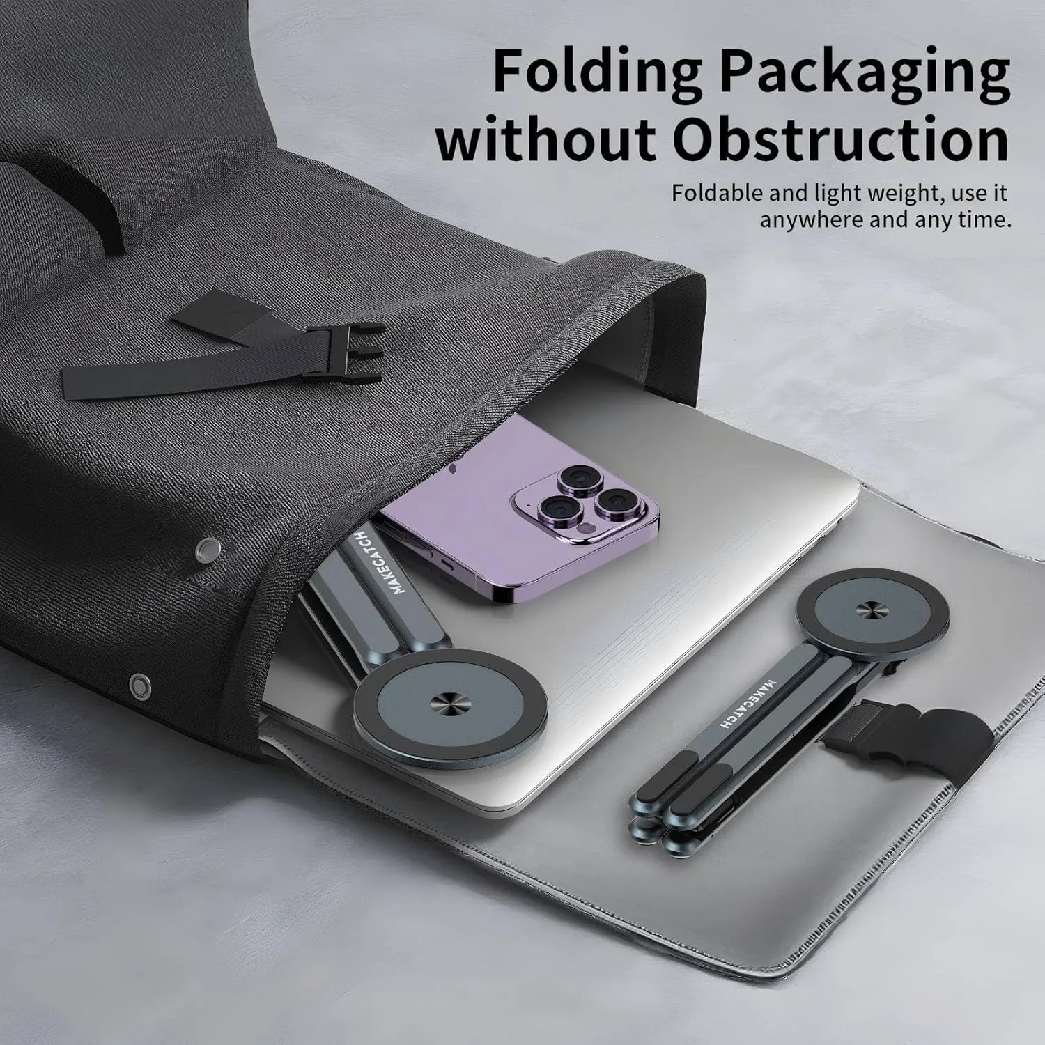 Portable Laptop Stand for Desk, 3-in-1 Adjustable Holder (Gray)