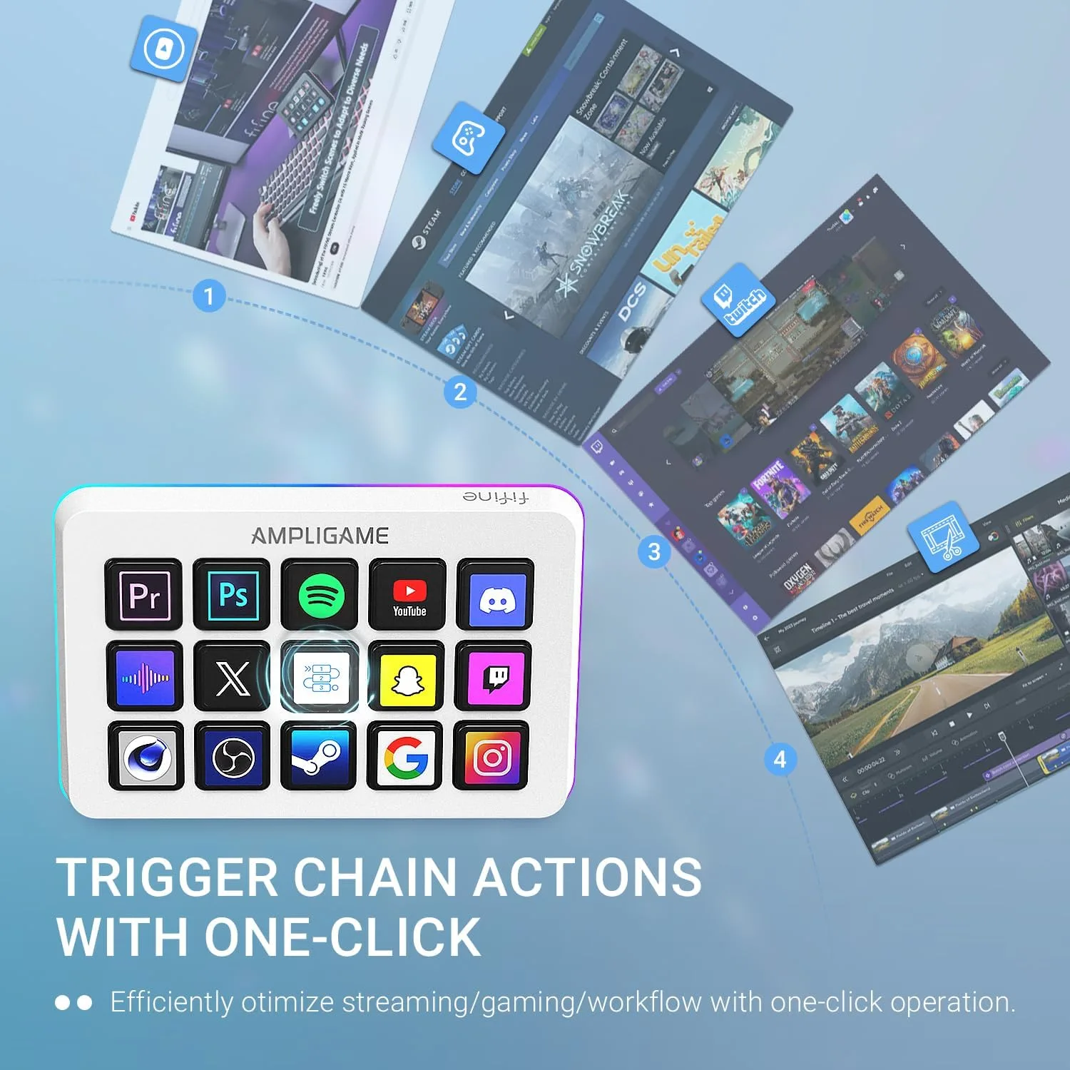 Teclado Gamer Ampligame D6W con 15 teclas programables Blanco