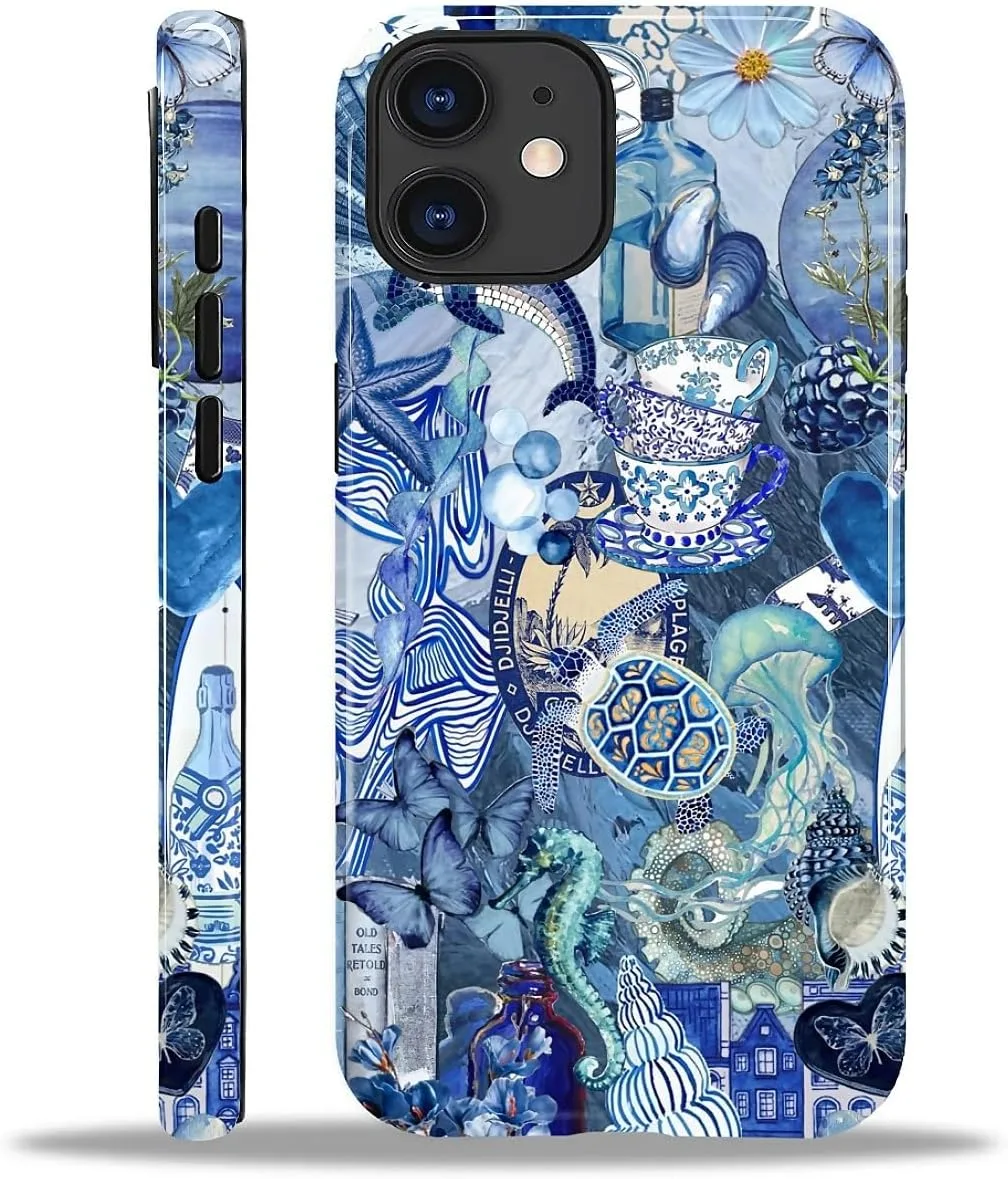 DAIZAG Case for iPhone 11,Mixed 2 Layer Design Shockproof Soft TPU Ddouble Protection Phone Case for iPhone 11-Blue Book Sea Life World