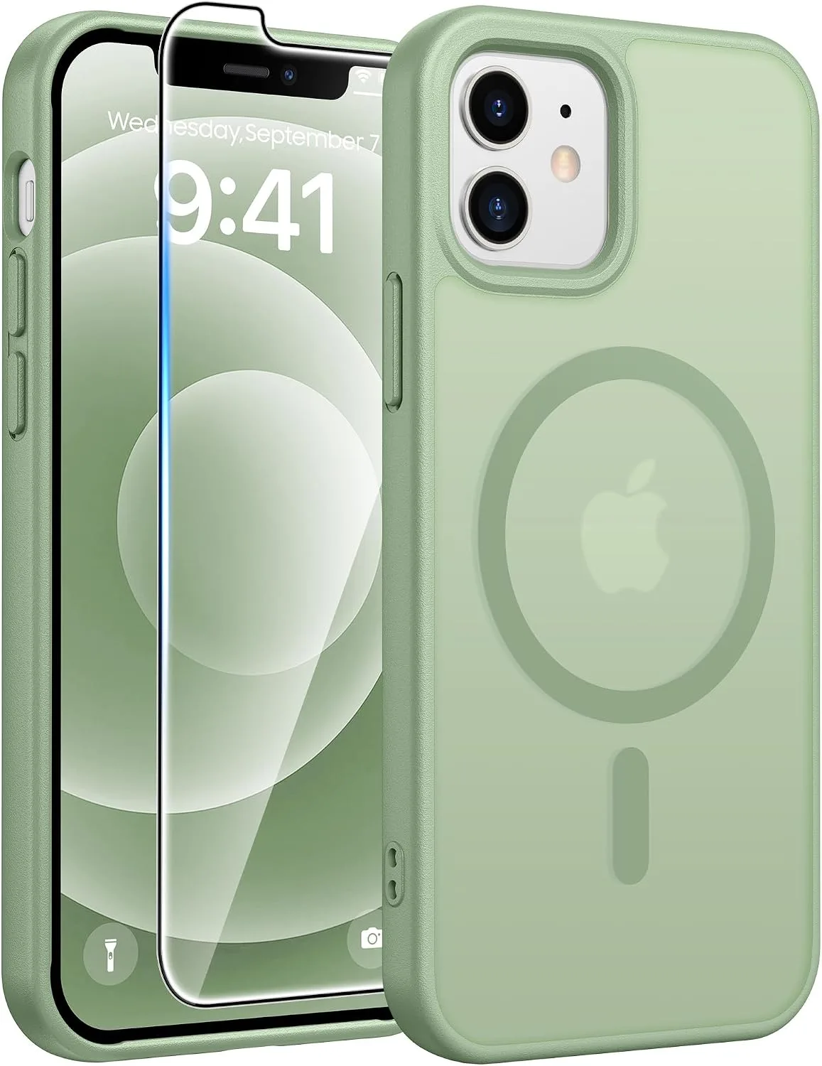 FNTCASE for iPhone 12 / 12 Pro Case, Fit for Magsafe, Light Moss