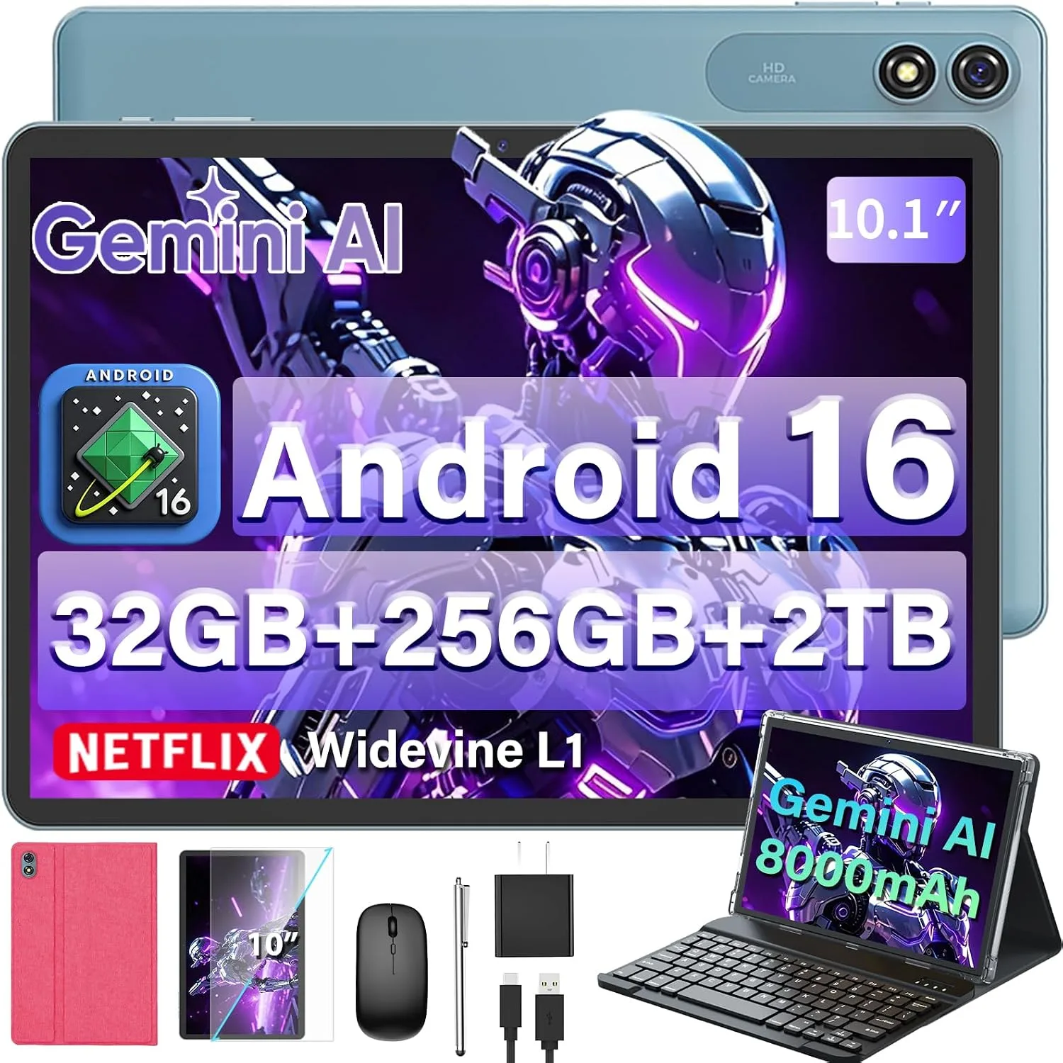 Android 16 Tablet 10 inch - Tablet with 32GB+256GB+2TB Expand, Gemini AI