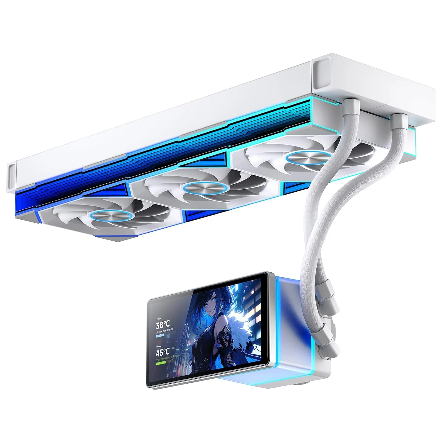 Enfriador Líquido para CPU Jungle Leopard PF 360 con pantalla LCD 5.5 pulgadas ARGB 360mm Blanco