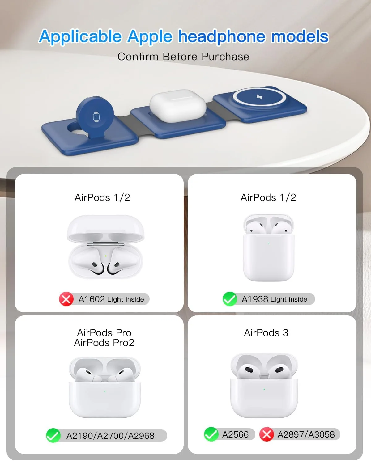 Iseyyox Charging Station for Apple Devices - 3 in 1 Magnetic Foldable Wireless Charger Dock - Travel Charging Pad for MagSafe iPhone 17 16 15 14 13 12 Pro Max Plus Watch & Airpods