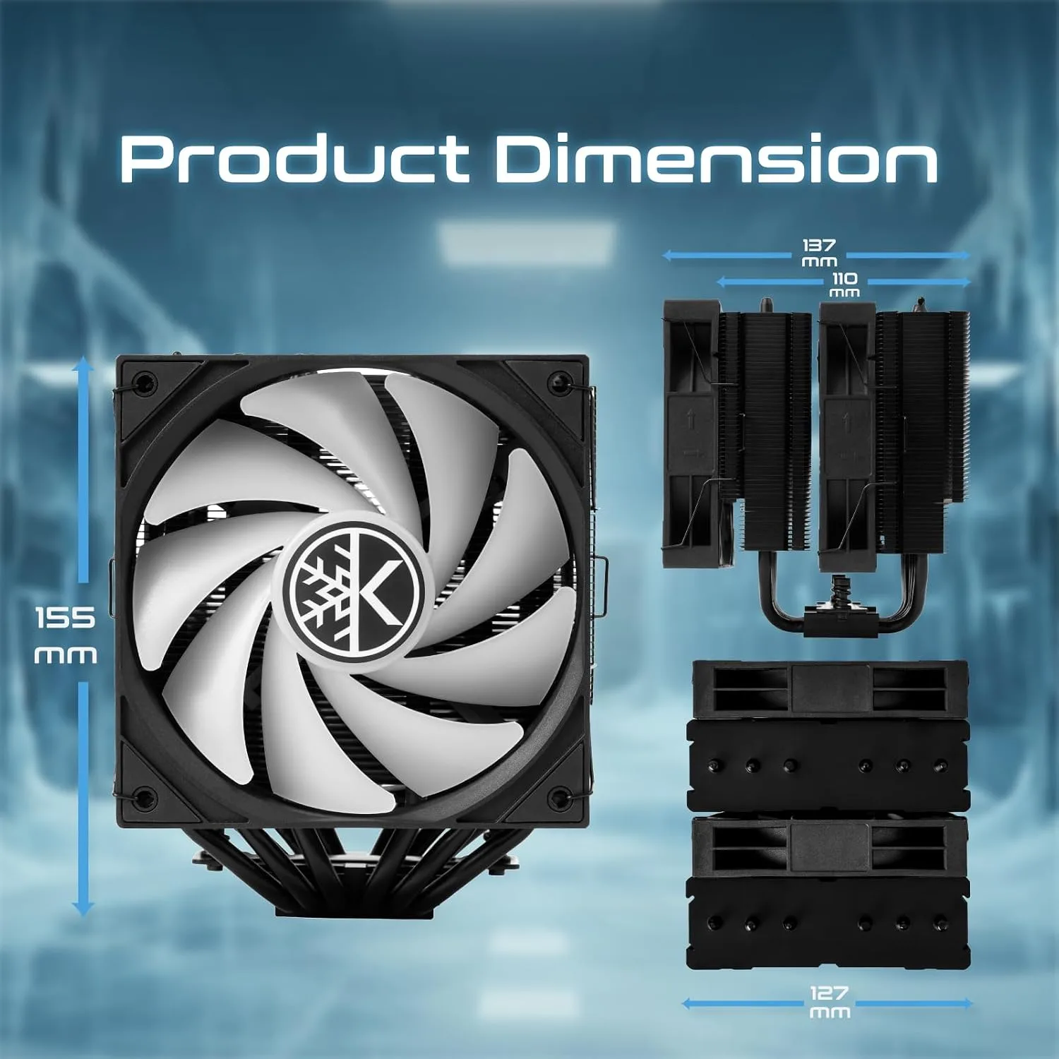 KINGCOOL CRYO Titan 120 ARGB Dual-Tower CPU Air Cooler Max 260W TDP, Black