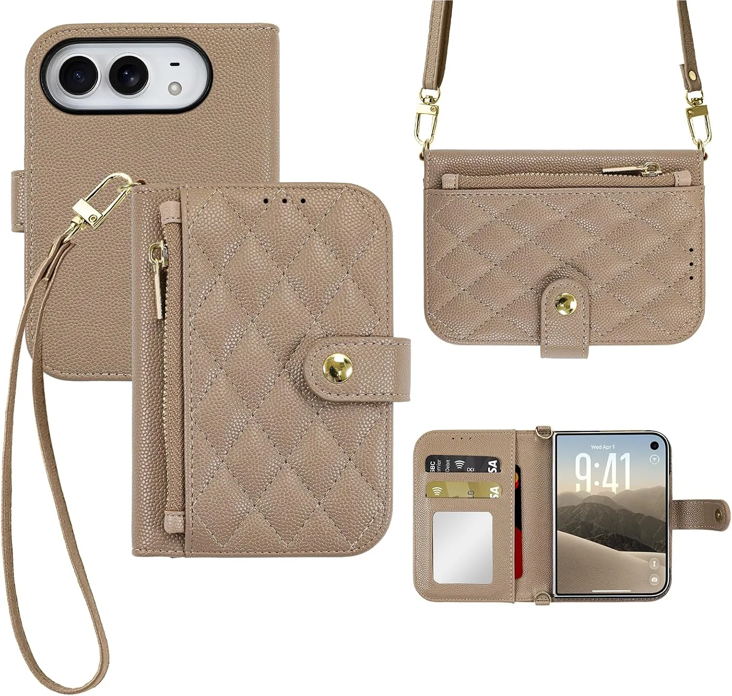 Wallet Phone Case Crafted for iPhone Duo Peach Color