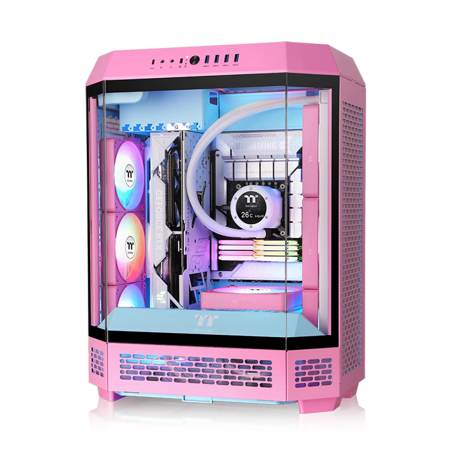 Thermaltake CT120 EX ARGB Sync PC Cooling Fan 3 Pack, PWM 500~2000 RPM, 5V Motherboard Sync, 16.8 Million Colors 9 LEDs, MagForce 2.0 Connectors, Hydraulic Bearing, Bubble Pink, CL-F219-PL12PK-A