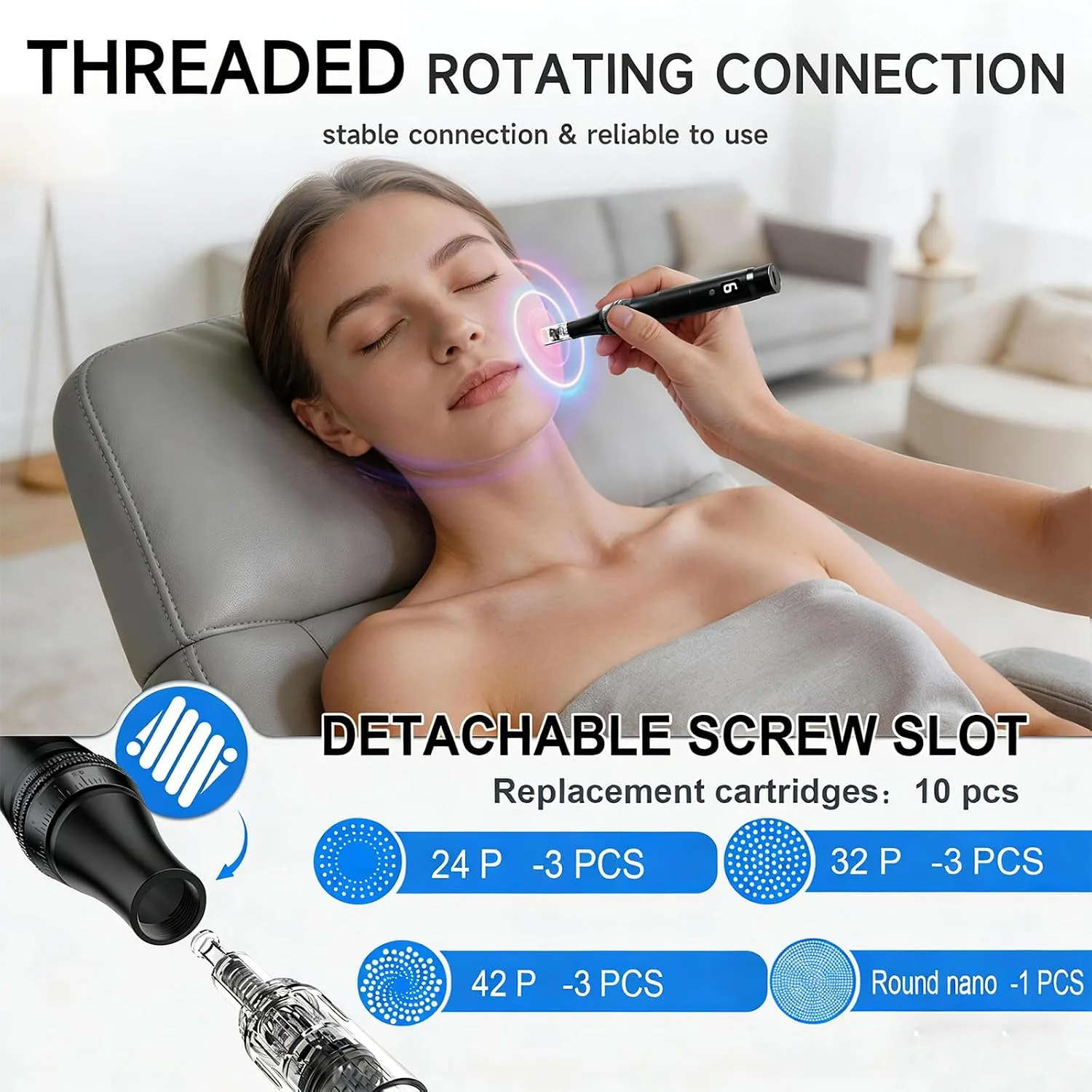 Microneedling Pen – Microneedle Derma Roller Pen for Home Use-0.25MM Black