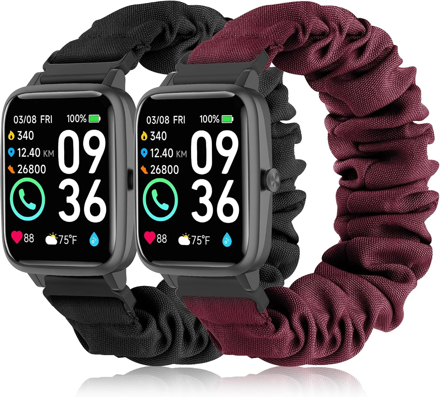 Correas para smartwatch Sunnyson 22mm 2 unidades tela elástica para modelos Veryfit y Fitvii