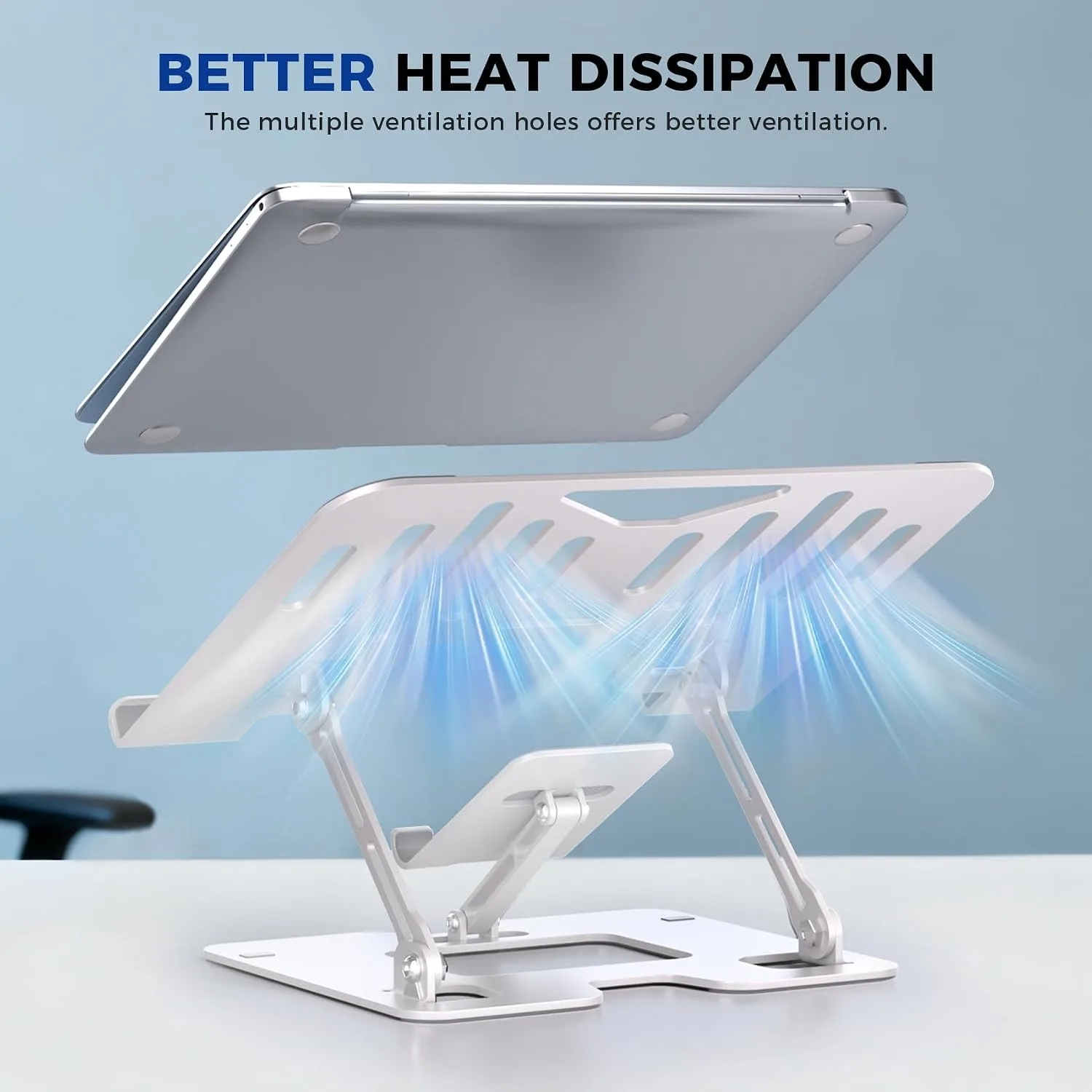 Ergonomic 2-in-1 Laptop Phone Stand for Desk, Adjustable Riser, Sturdy and Portable, Fits All Laptops and Phone（White）