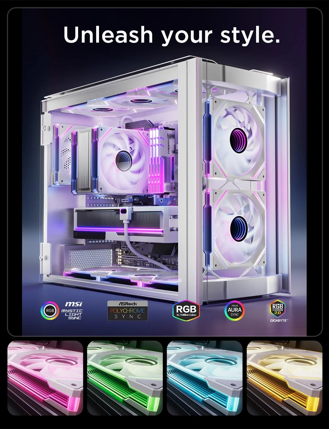 AsiaHorse Amici 140mm ARGB PC Case Fan, HDB Bearing Fan with ARGB Lighting, Fan Speeds Up to 2000 RPM, Compatible with Motherboard Aura SYNC (Enhances PC Case Aesthetics)