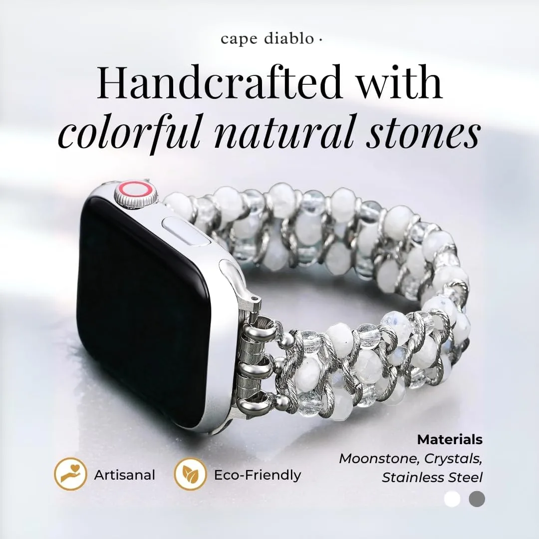 Cape Diablo Smart Watch Band for Women - Handmade Gemstone Strap - Compatible with 38mm-45mm Apple Faces