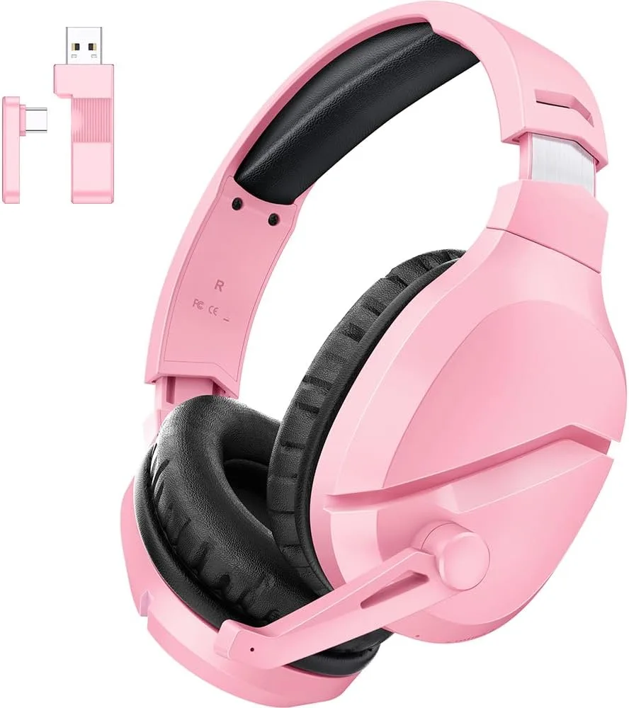 Audífonos Gamer Wolflaws Inalámbricos con Micrófono para PS5 PC PS4 Rosa