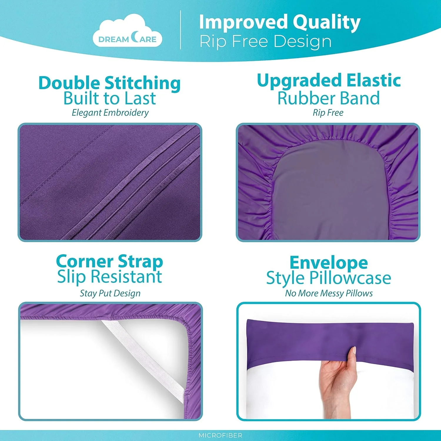 DREAMCARE King Size Sheets Set - 6 pcs Breathable Cooling Sheets King Size